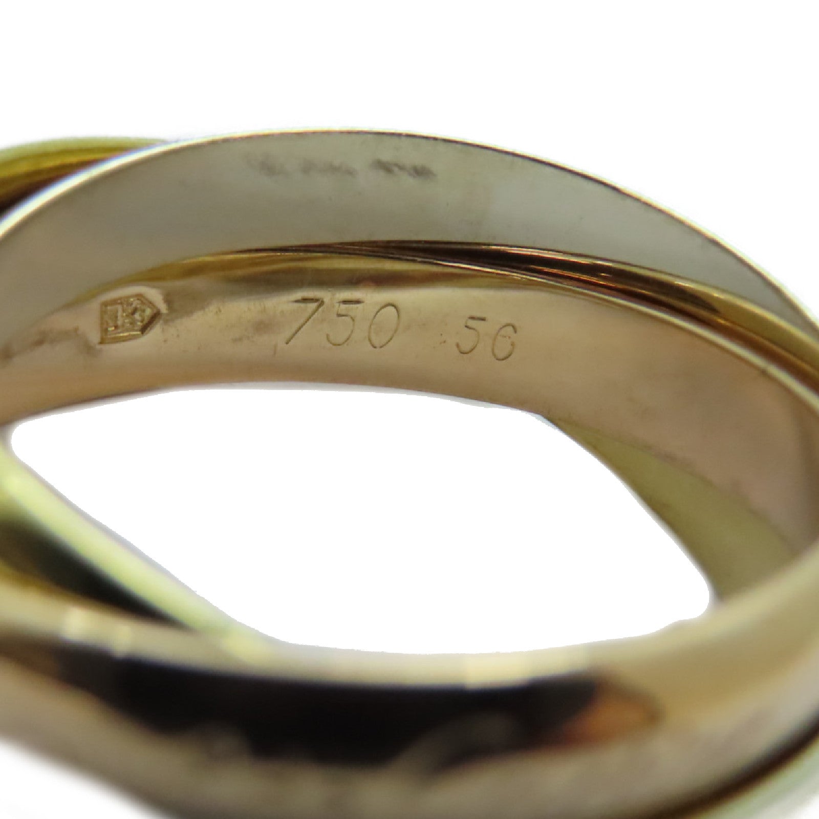 CARTIER 18K黃金/白金/玫瑰金Trinity戒指Cartier#56/US#7.5