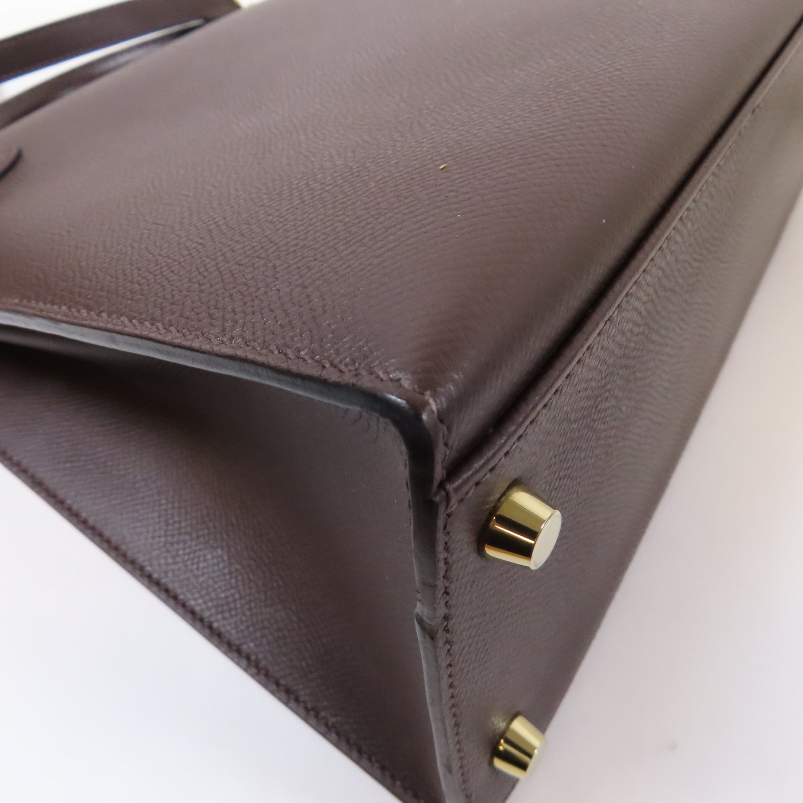 HERMES Epsom皮革Kelly 32金扣手挽肩背兩用袋咖啡色