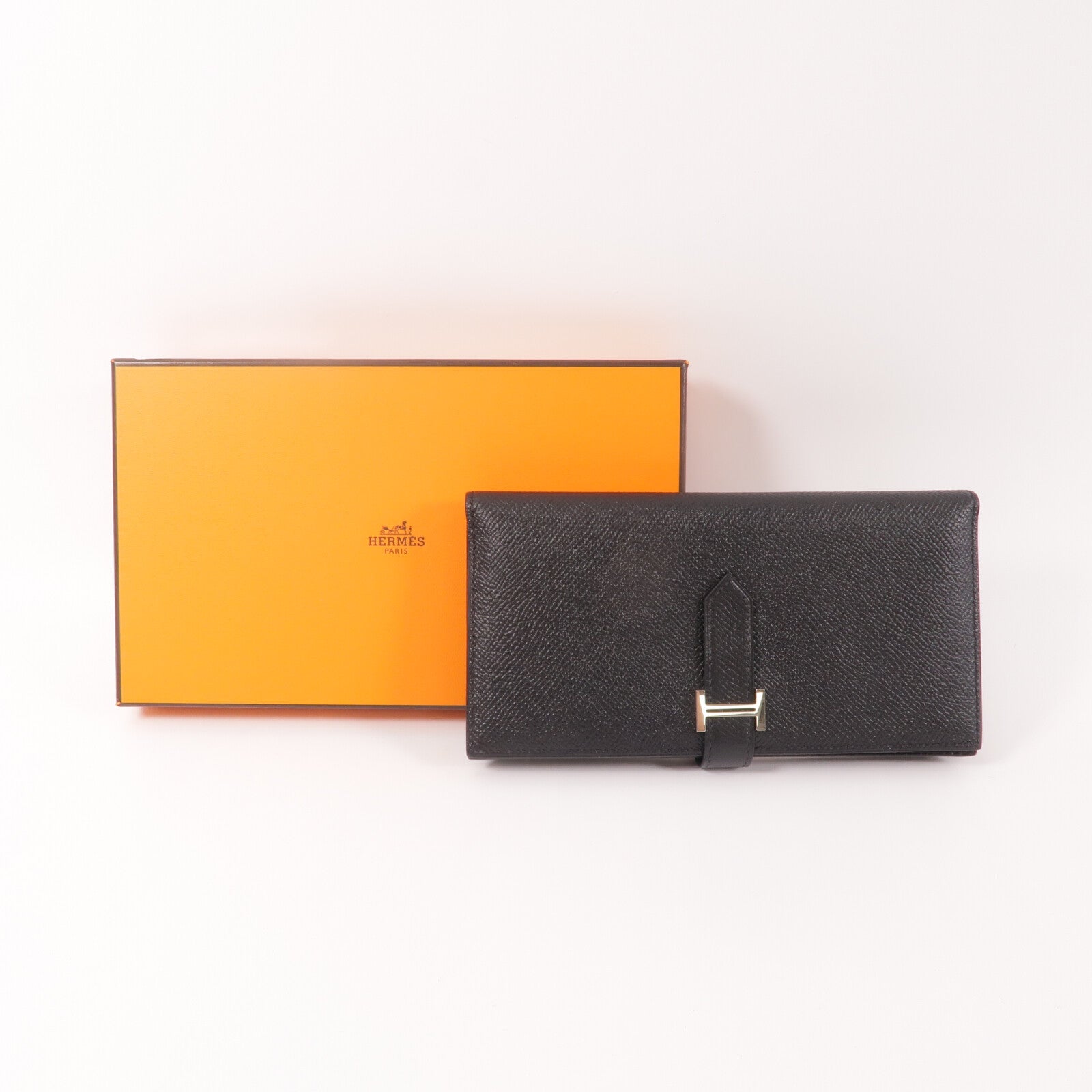 HERMES Epsom皮革Zipper long Wallet長錢包Noir