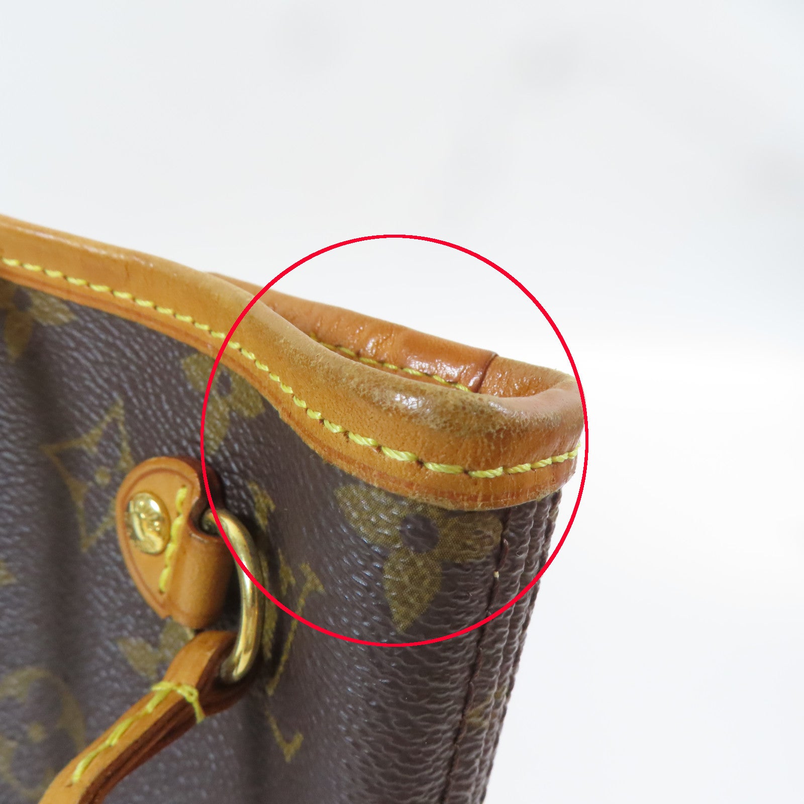 LOUIS VUITTON Monogram Neverfull PM金扣手挽袋啡色