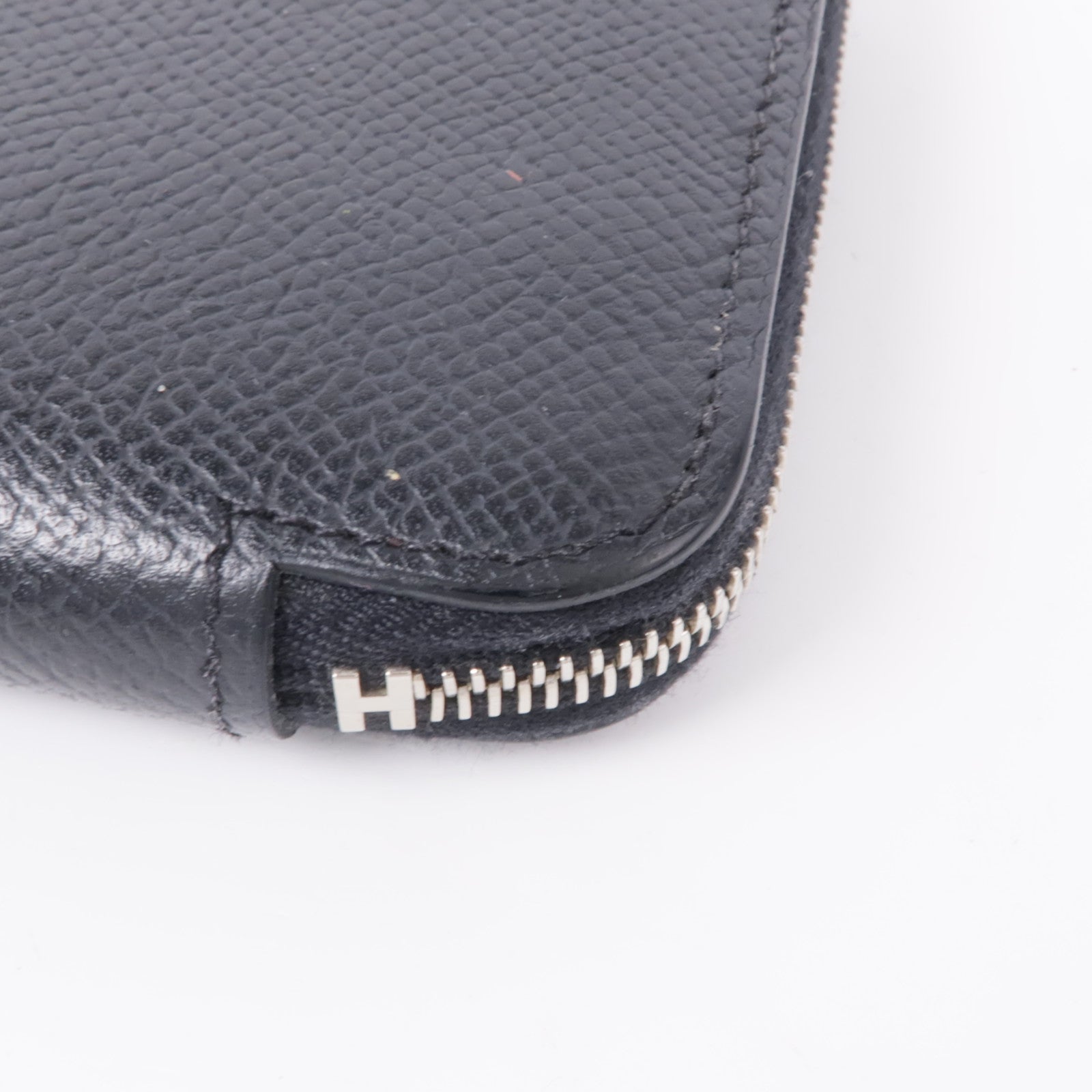 HERMES Epsom皮革Azap Silk In Compact銀扣錢包Noir