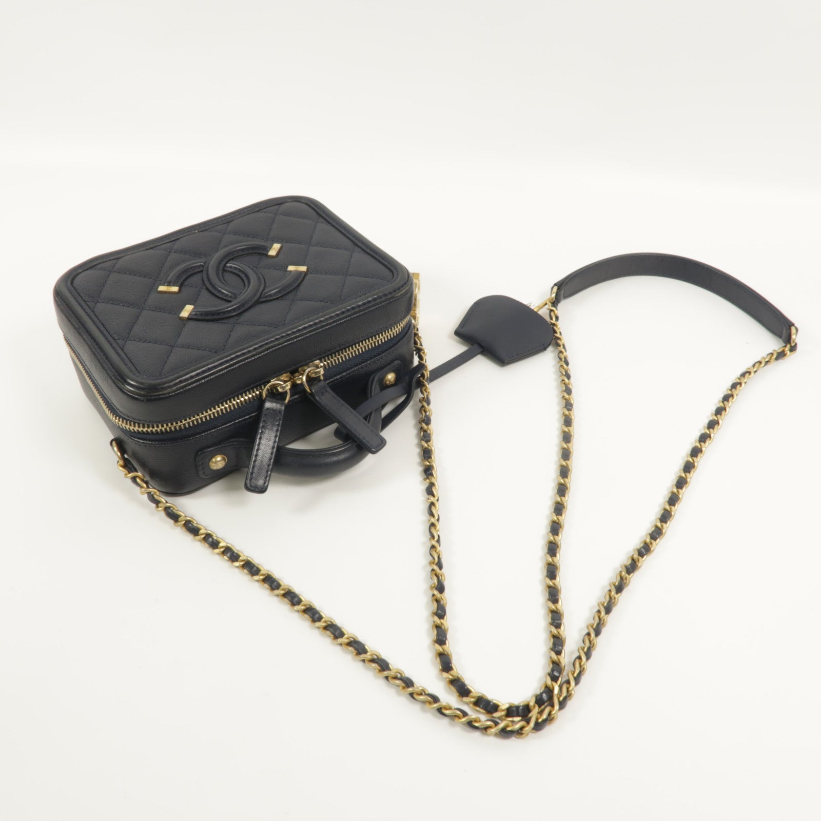 CHANEL 牛皮皮革Vanty Case Small鏈帶肩背袋