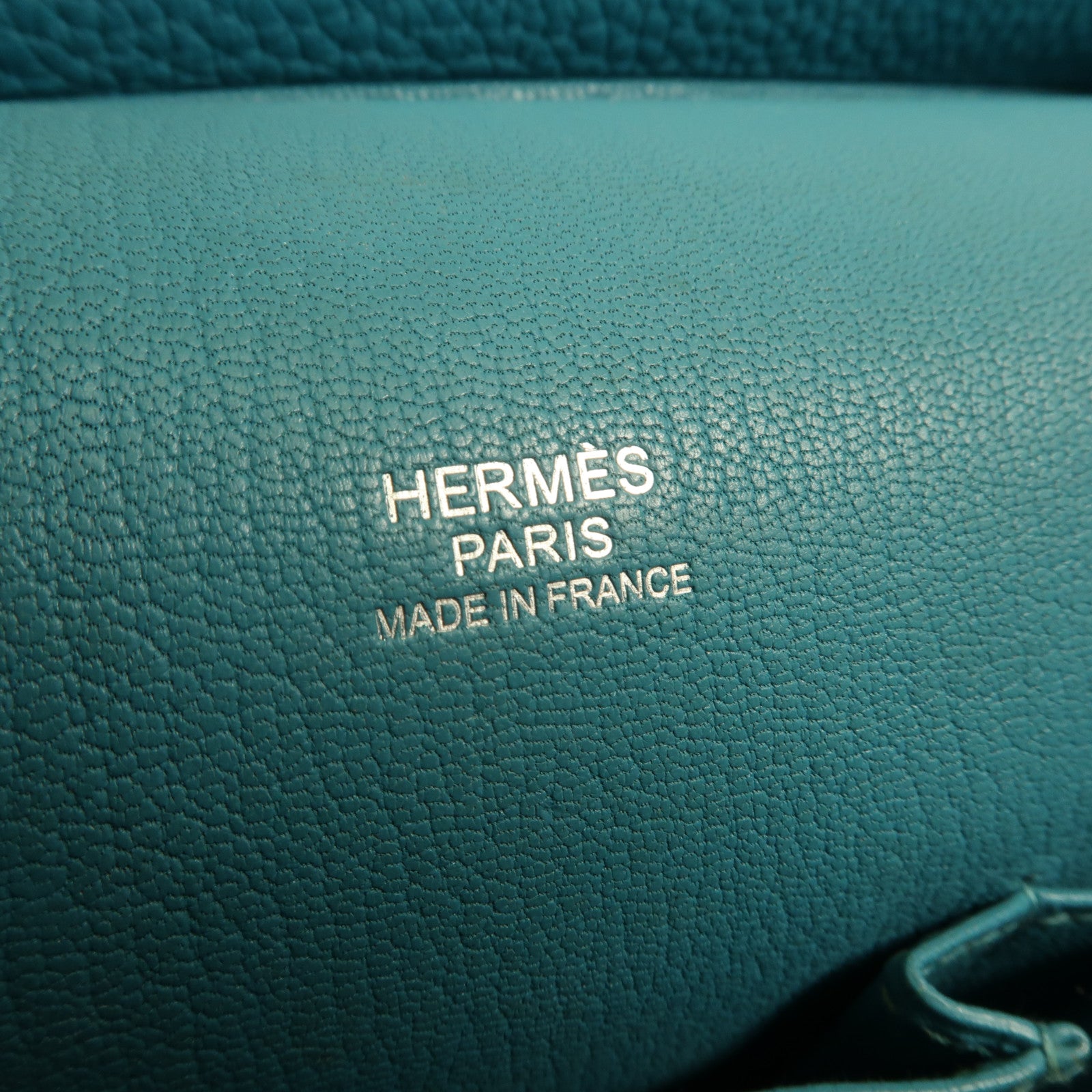 HERMES Clemence皮革Jypsiere 31銀扣肩背袋Bleu Lin