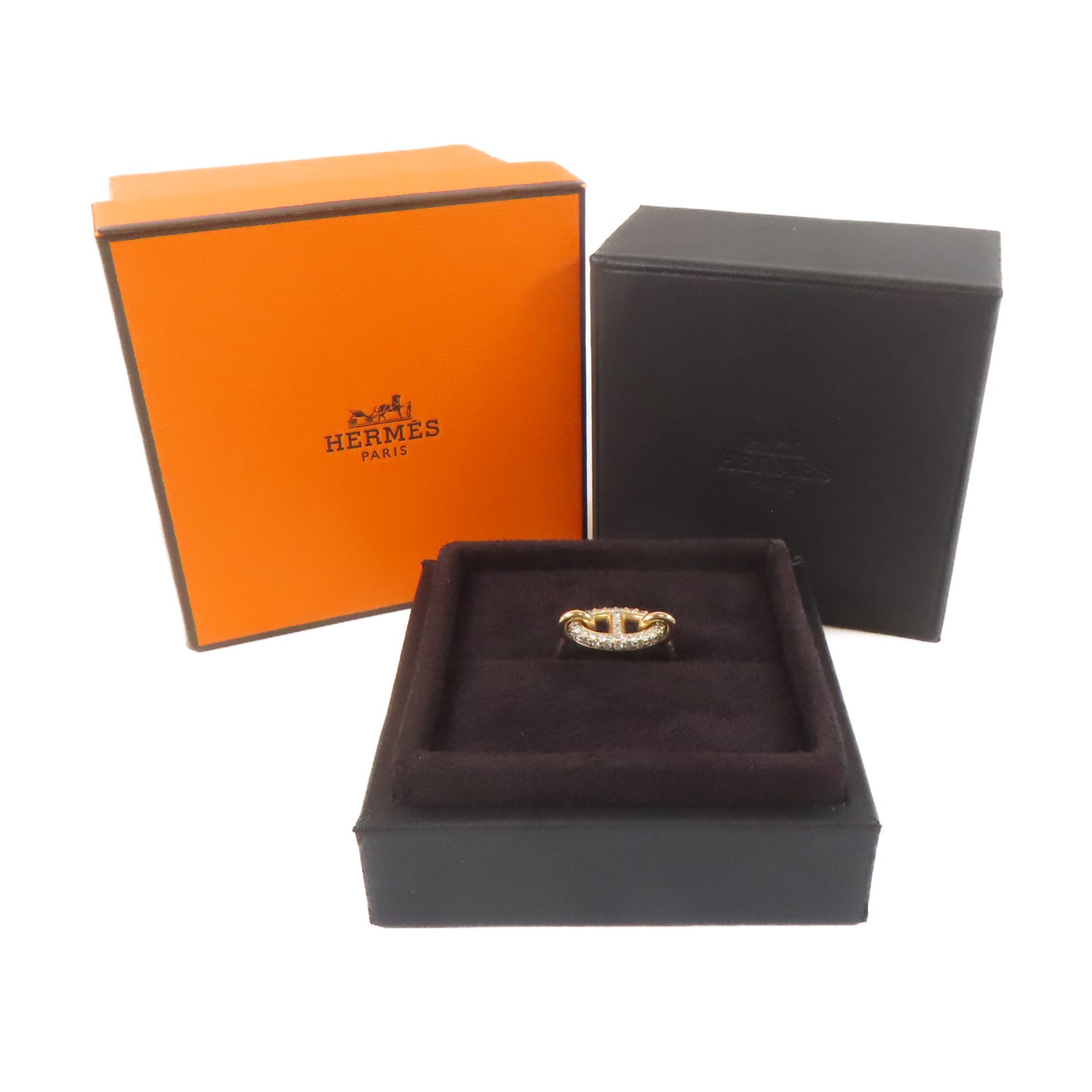 HERMES 18K玫瑰金Farandole Ring0.45ct鑽石戒指Hermes#51/US#5.75