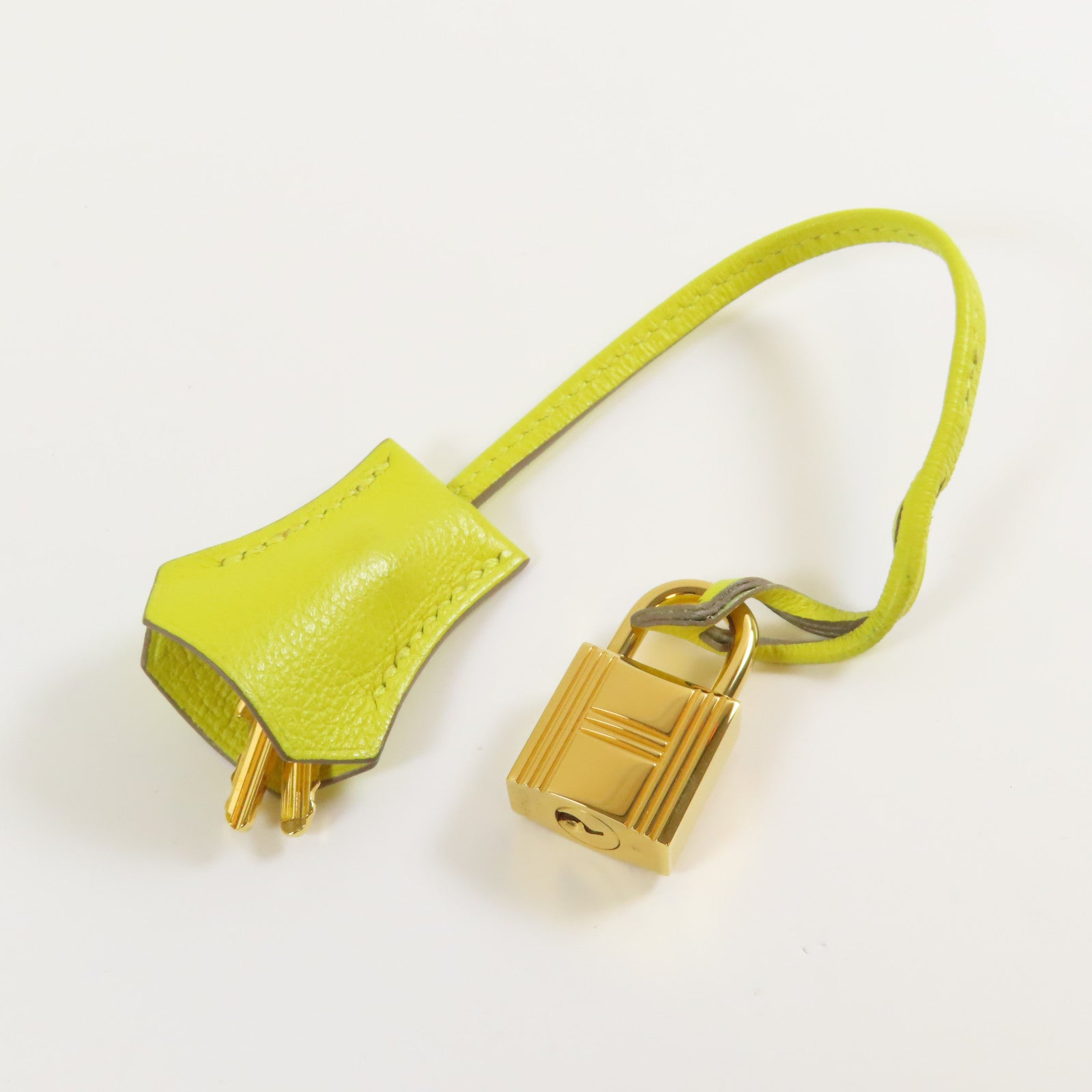 HERMES Evercolor皮革Kelly 28金扣手挽肩背兩用袋Lime檸檬黃色