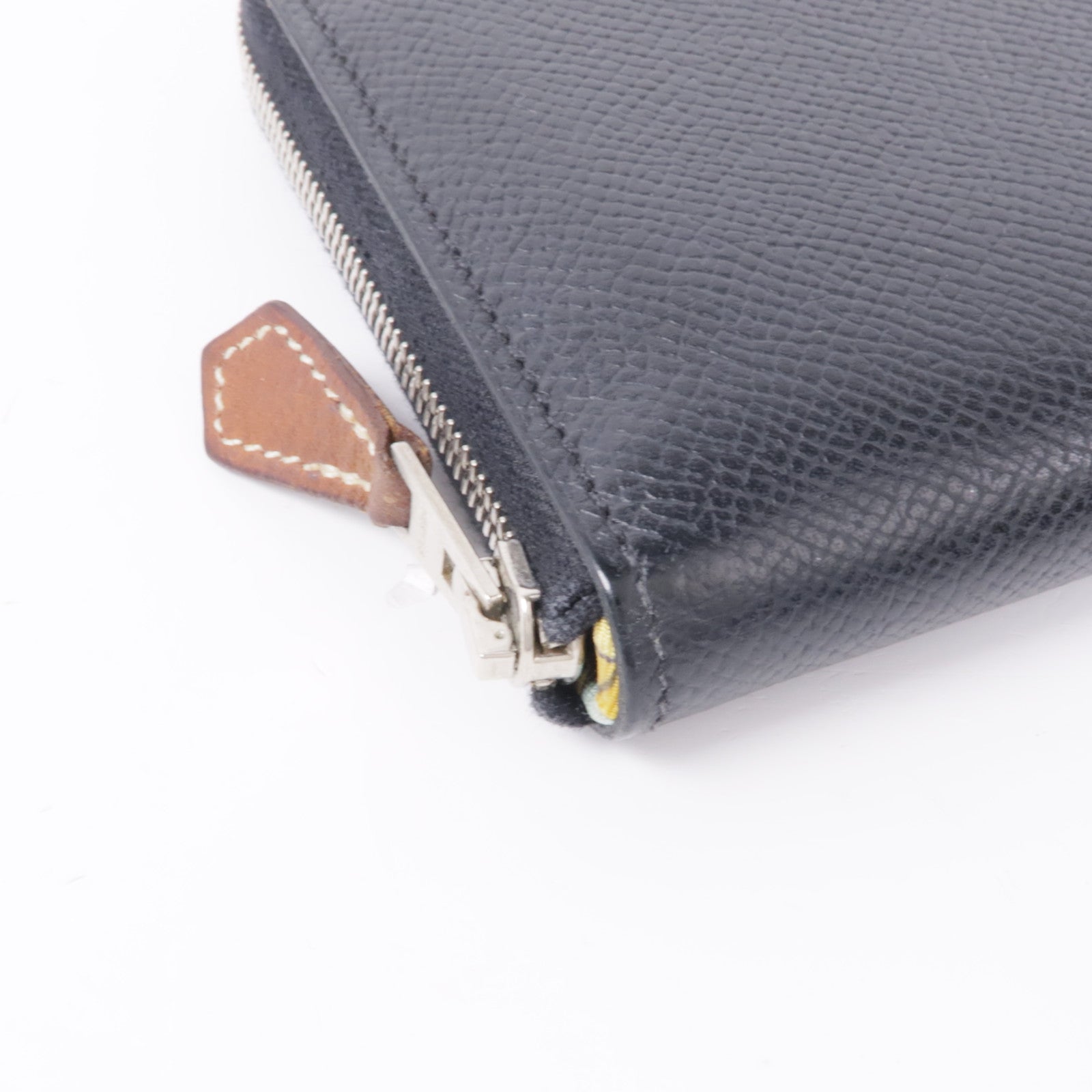 HERMES Epsom皮革Azap Silk In Compact銀扣錢包Noir