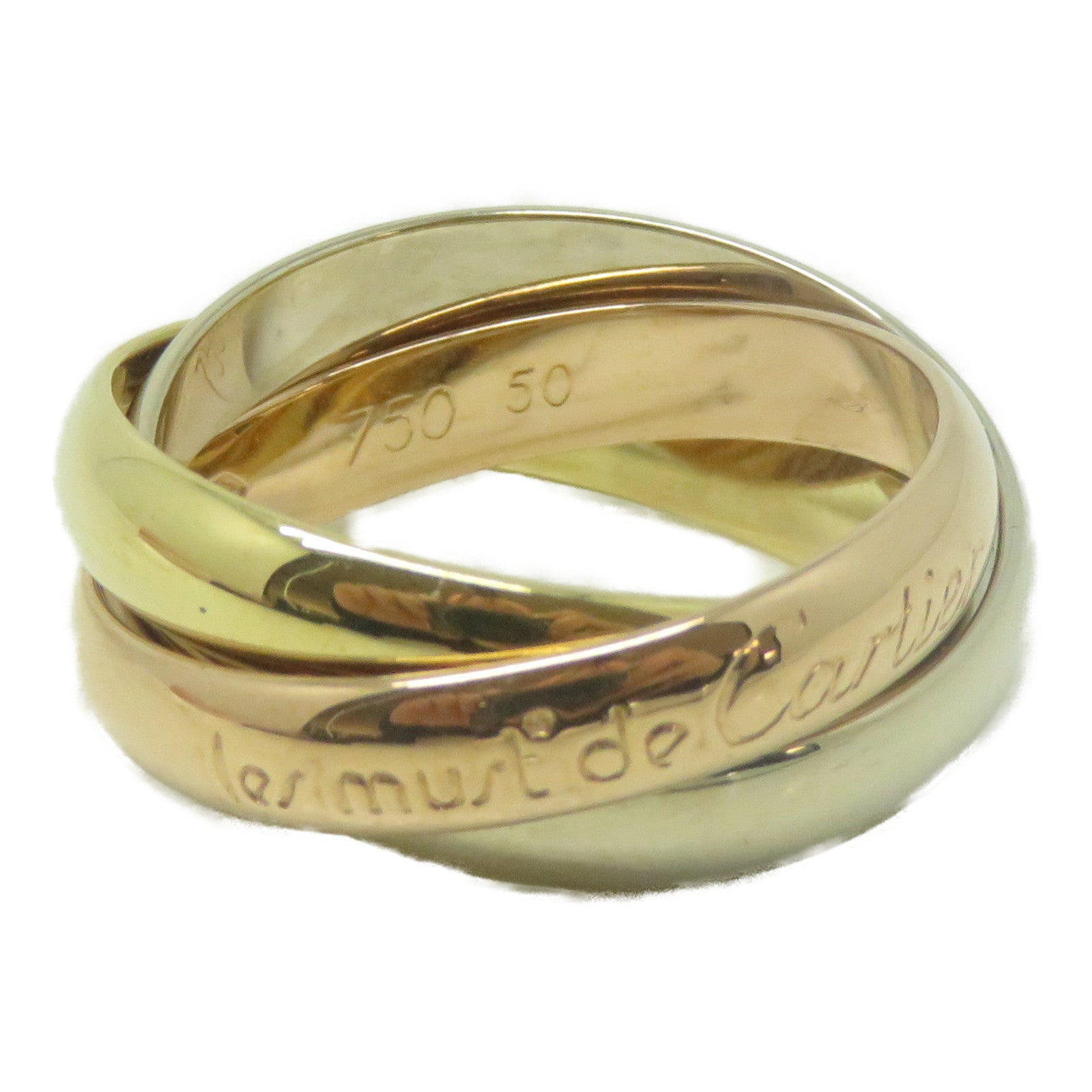 CARTIER 18K黃金/白金/玫瑰金Trinity戒指Cartier#50/US#5.25