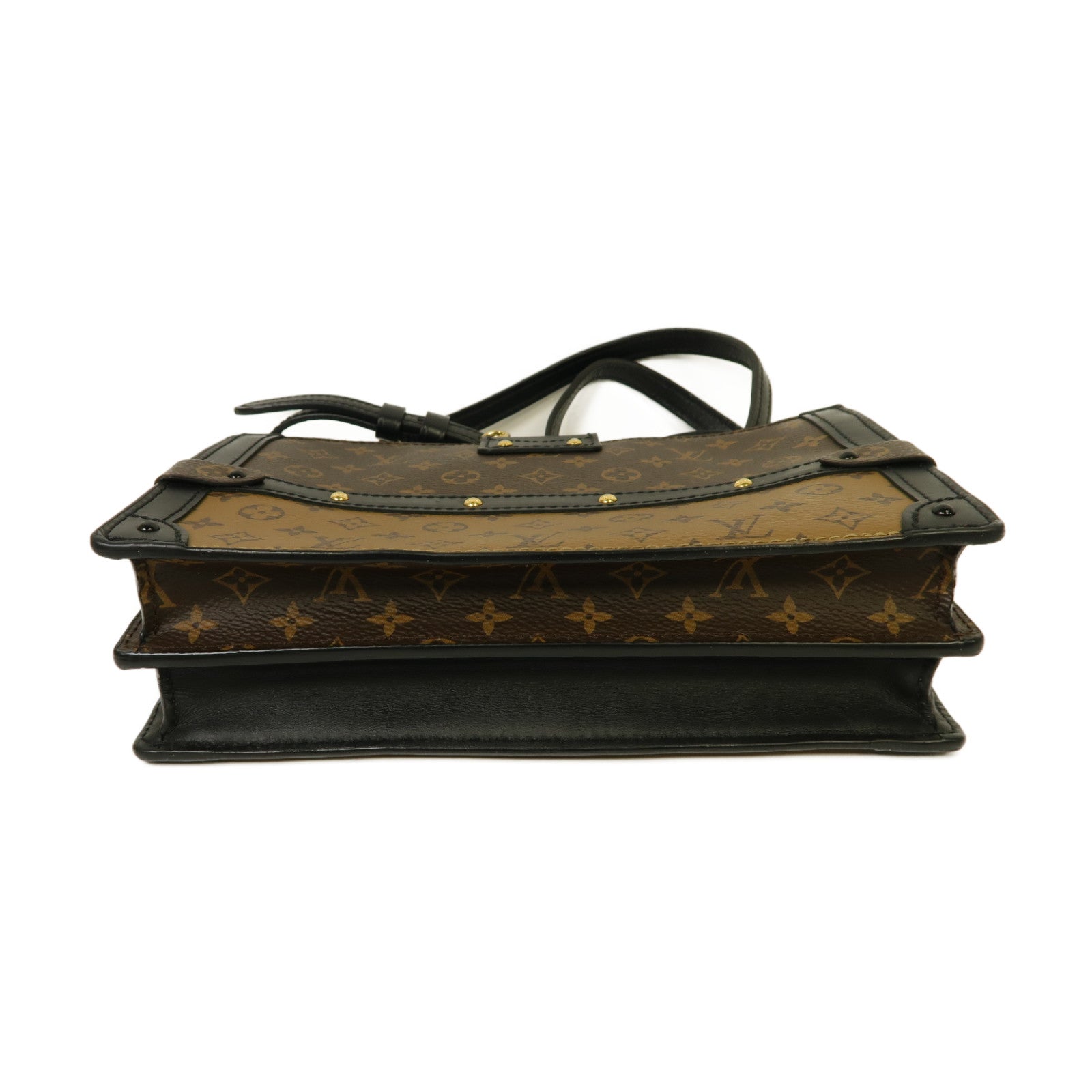 LOUIS VUITTON Monogram Reverse Trunk Clutch金扣棕色/黒色