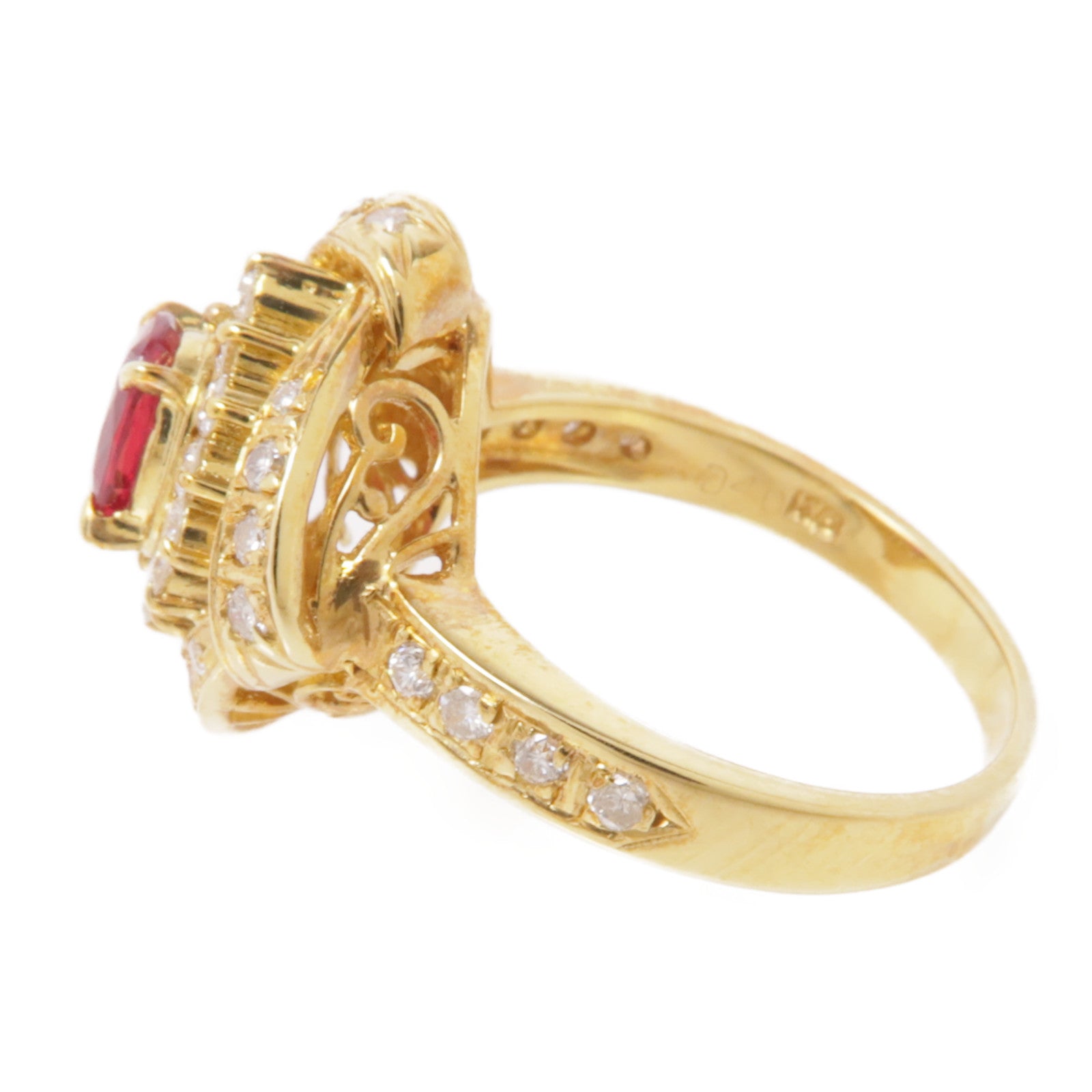 JEWELRY 18K黃金Ruby Ring紅寶石/鑽石戒指US#5