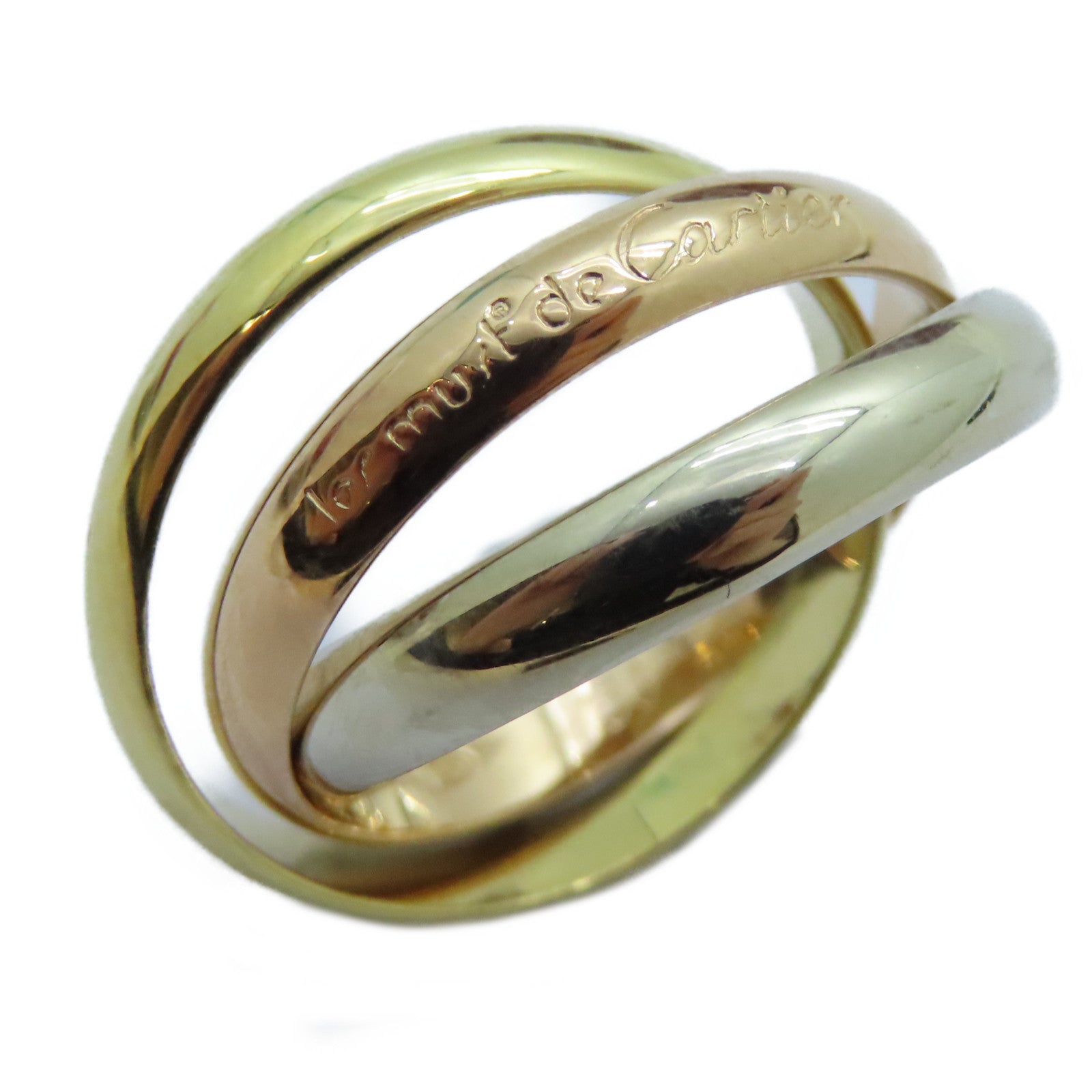 CARTIER 18K黃金/白金/玫瑰金Trinity戒指Cartier#56/US#7.5