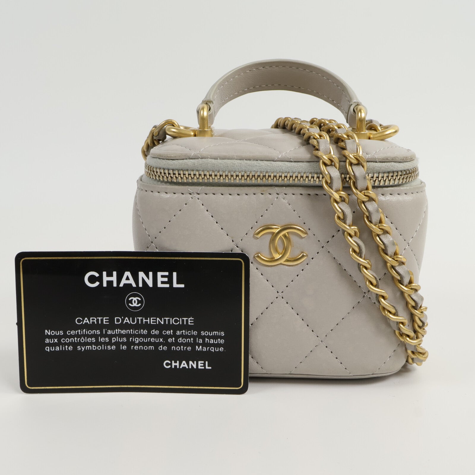 CHANEL 羊皮皮革Mini Handle Vanity Case鏈帶肩背袋
