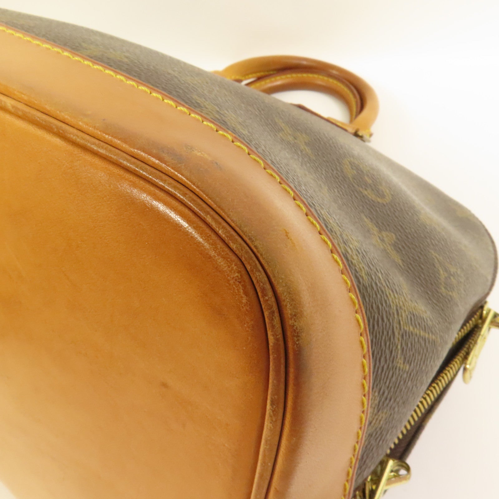 LOUIS VUITTON Monogram Alma金扣手挽袋棕色