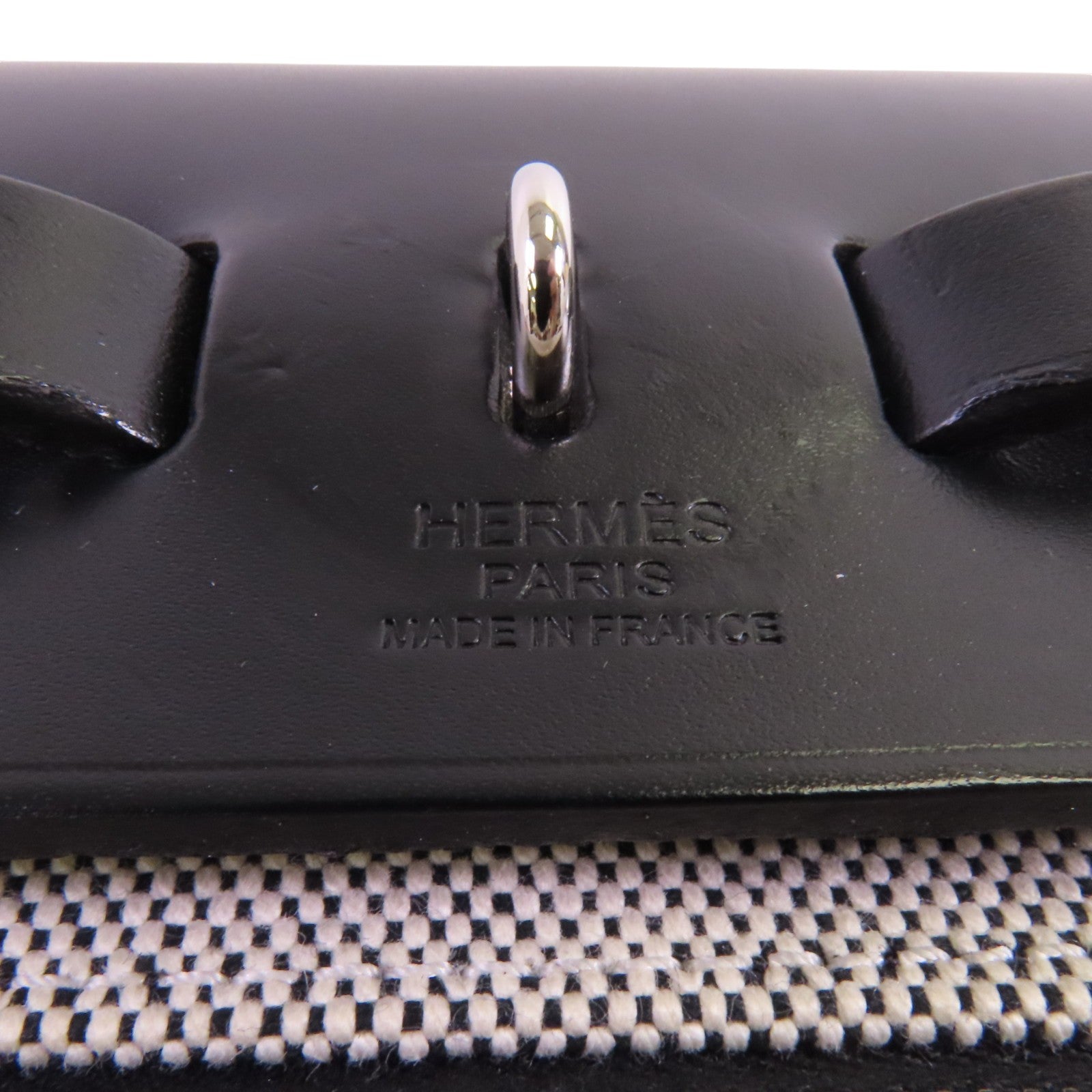 HERMES 塗層帆布/牛皮皮革Herbag PM銀扣手挽肩背兩用袋