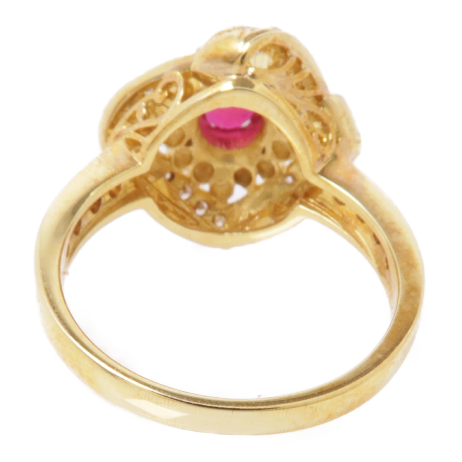 JEWELRY 18K黃金Ruby Ring紅寶石/鑽石戒指US#5