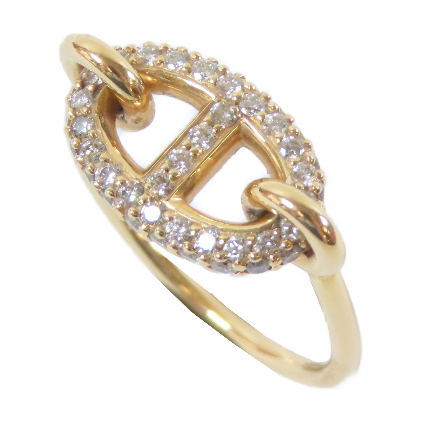 HERMES 18K玫瑰金Farandole Ring0.45ct鑽石戒指Hermes#51/US#5.75