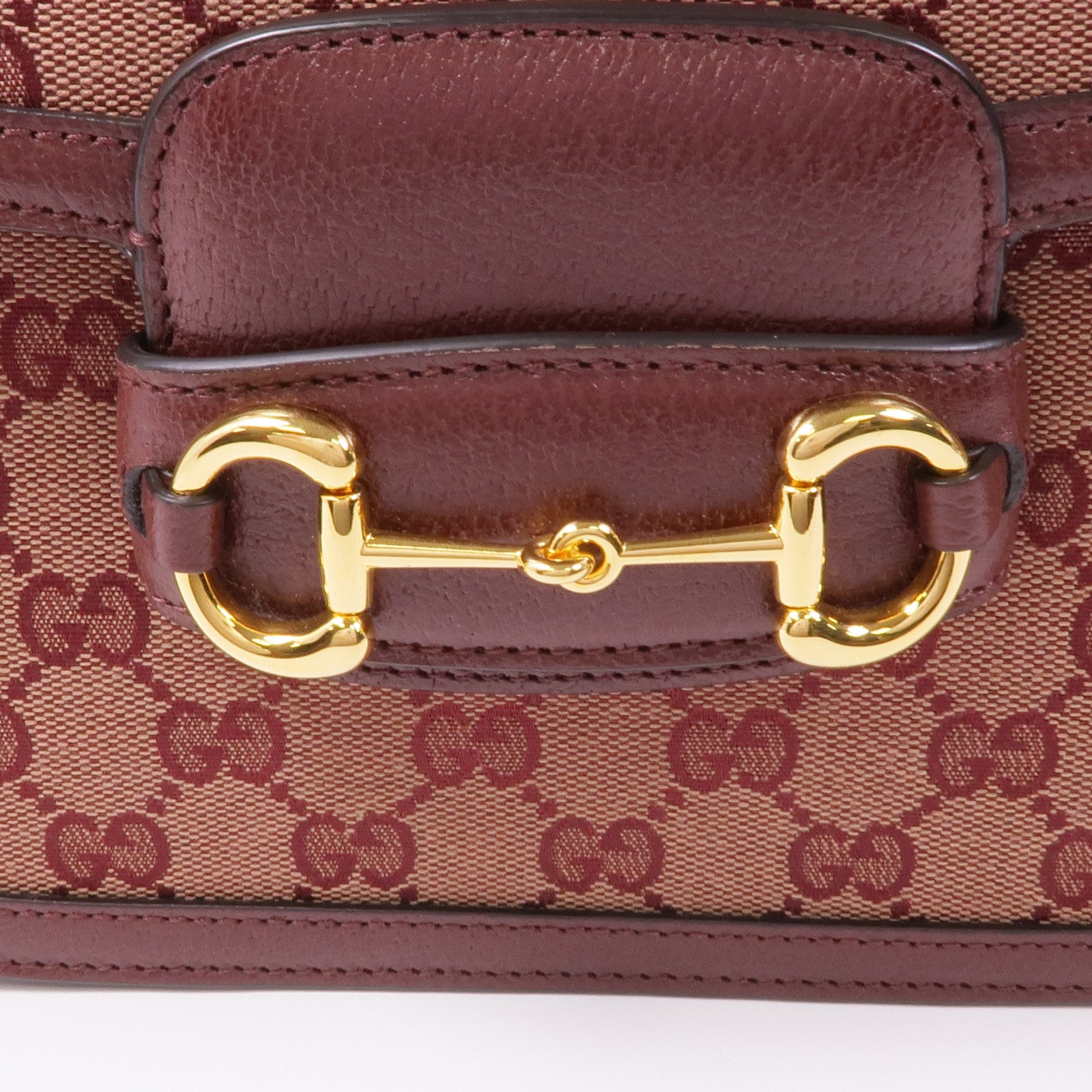 GUCCI 塗層帆布Horsebit 1955金扣肩背袋