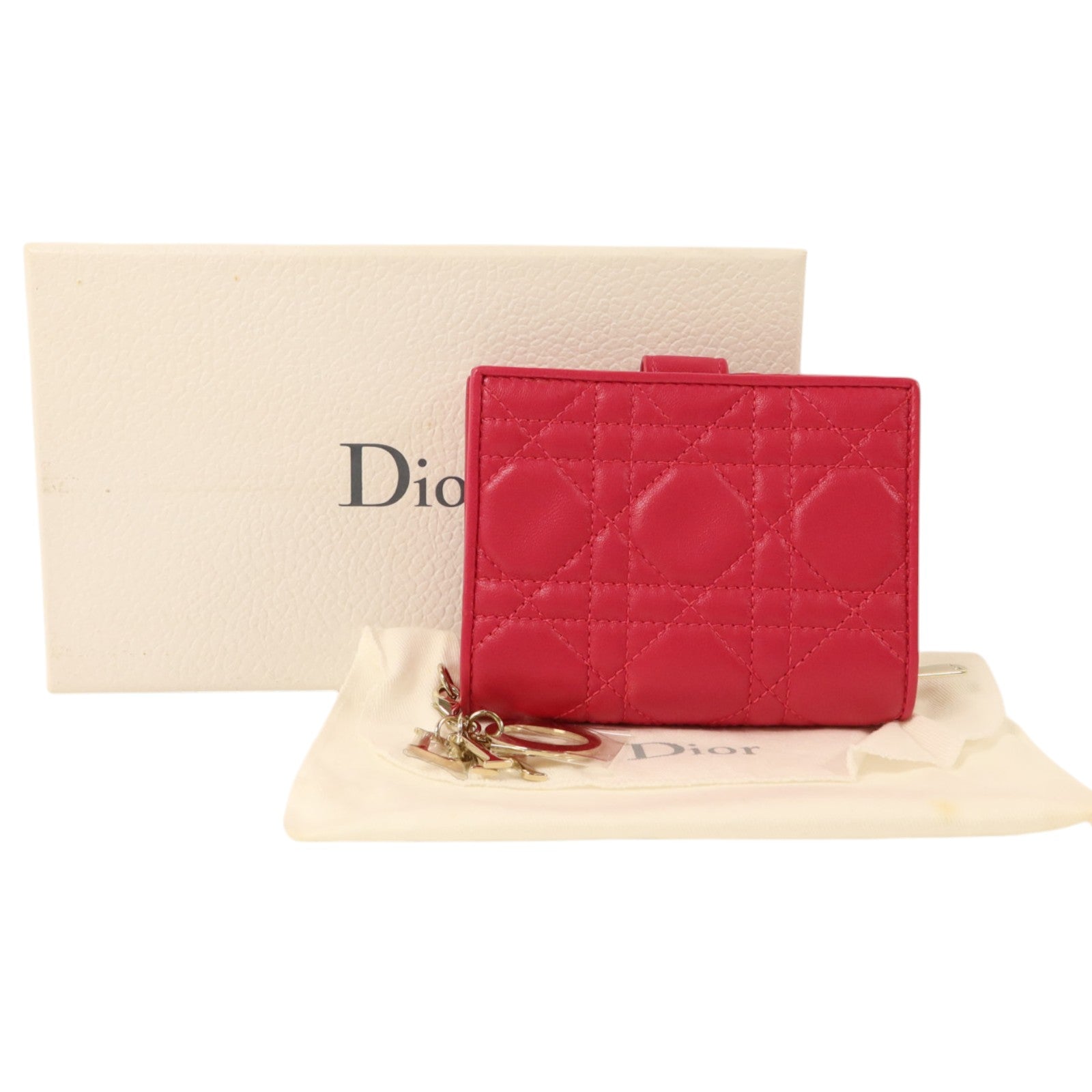Dior 羊皮皮革Lady Dior Wallet金扣錢包