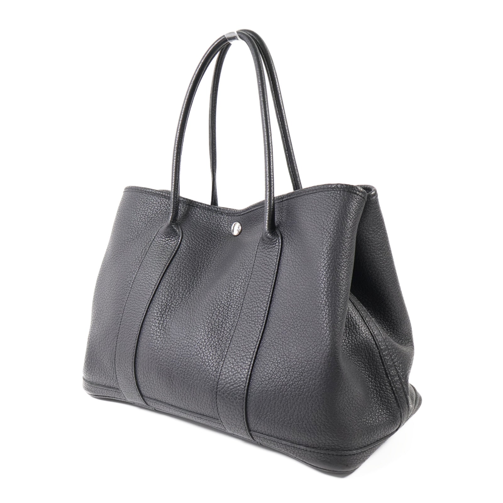 HERMES Negonda皮革GardenParty PM銀扣手挽袋Noir