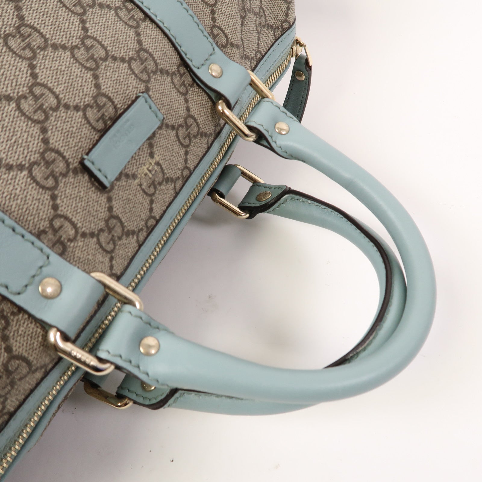 GUCCI 塗層帆布Boston Handbag金扣手挽袋米色