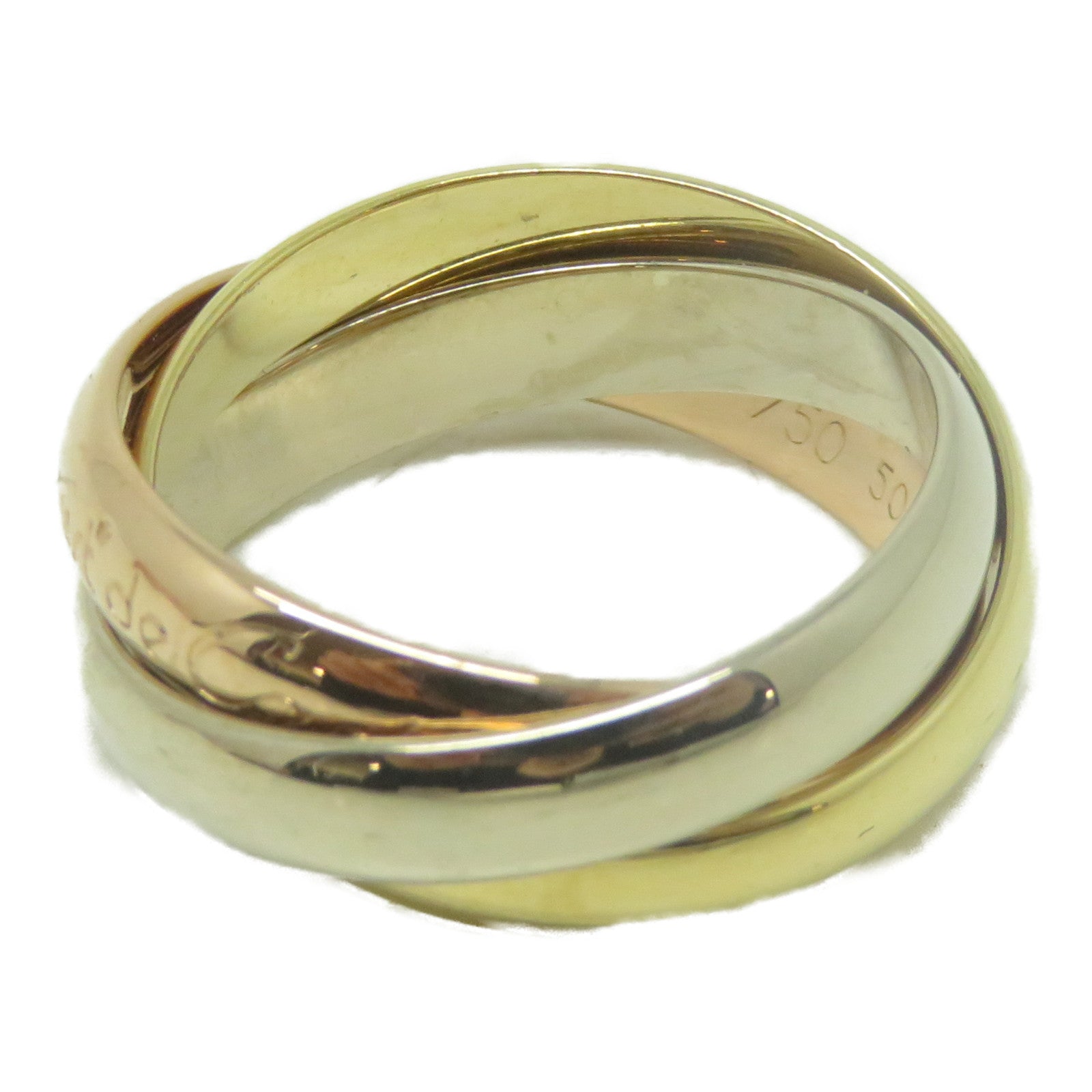 CARTIER 18K黃金/白金/玫瑰金Trinity戒指Cartier#50/US#5.25
