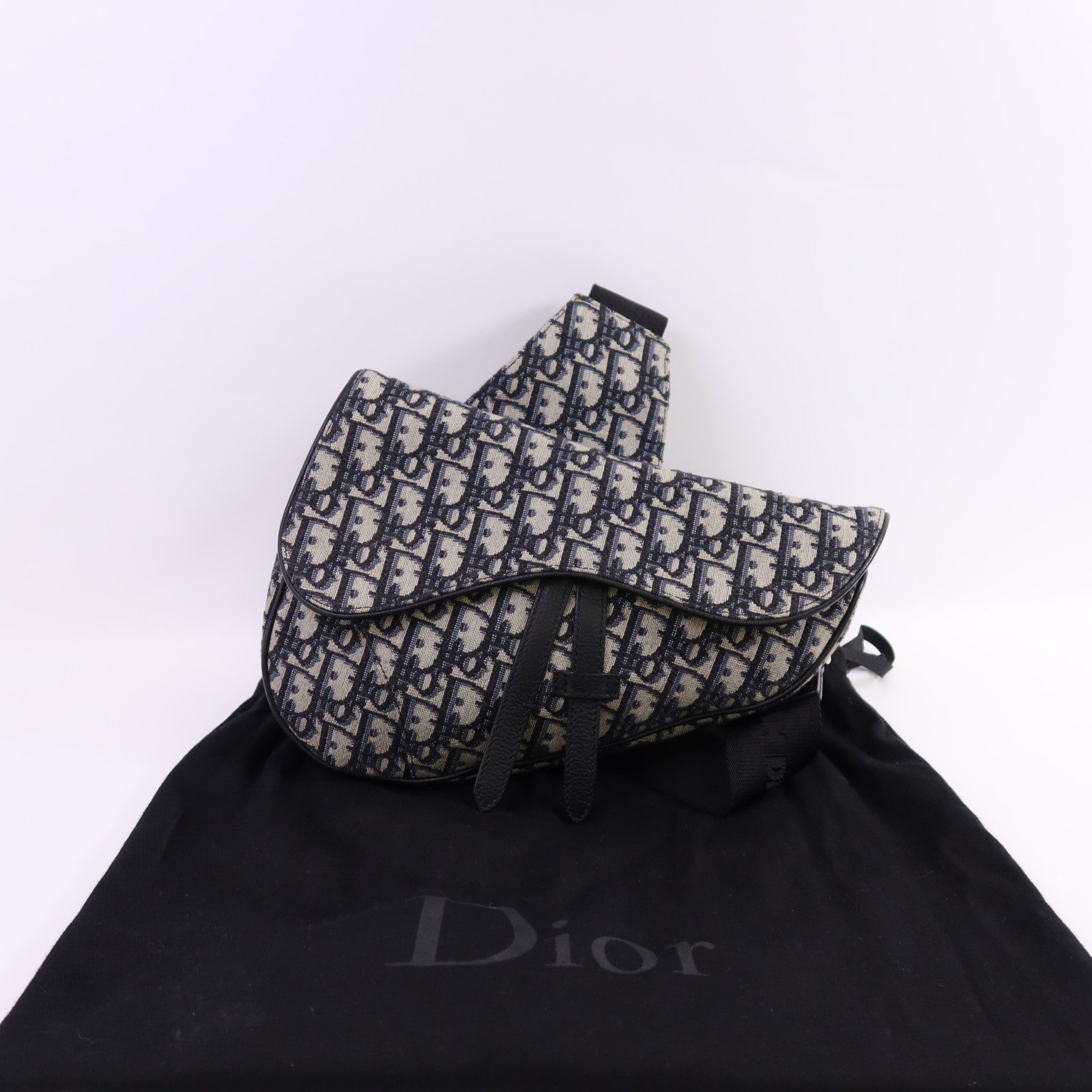 Dior 【激減優惠】Obriqur帆布Saddle Oblique銀扣肩背袋