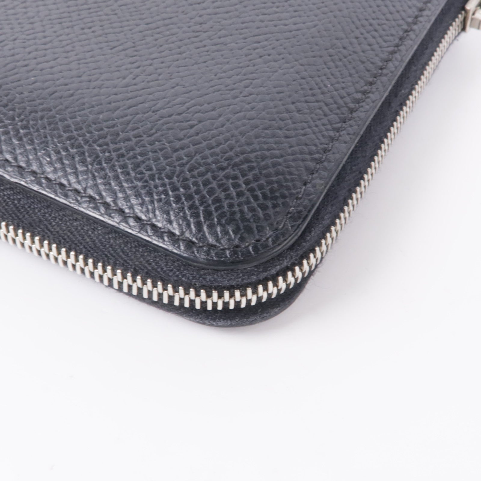 HERMES Epsom皮革Azap Silk In Compact銀扣錢包Noir