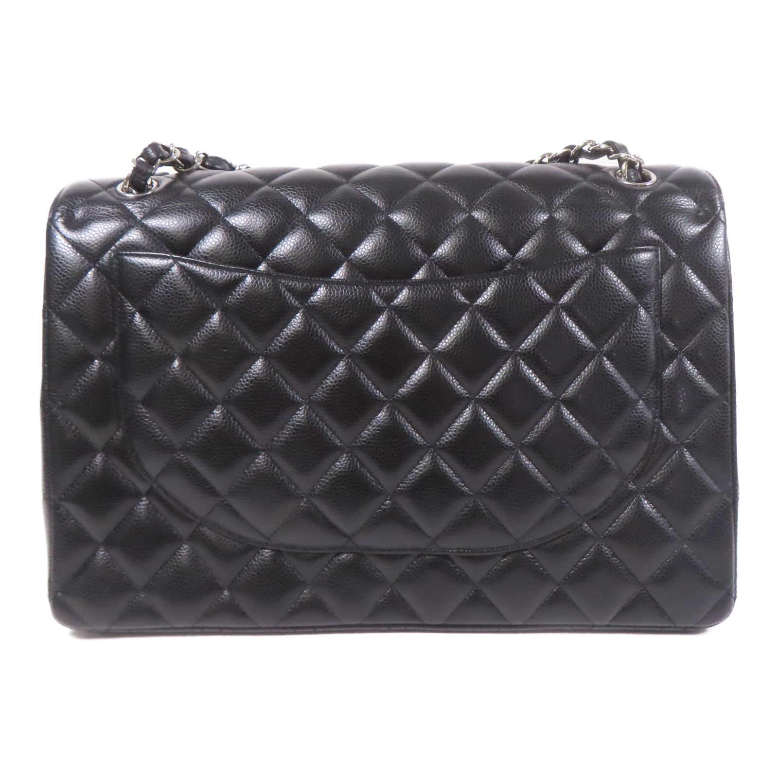 CHANEL 牛皮皮革Maxi Classic銀扣肩背袋