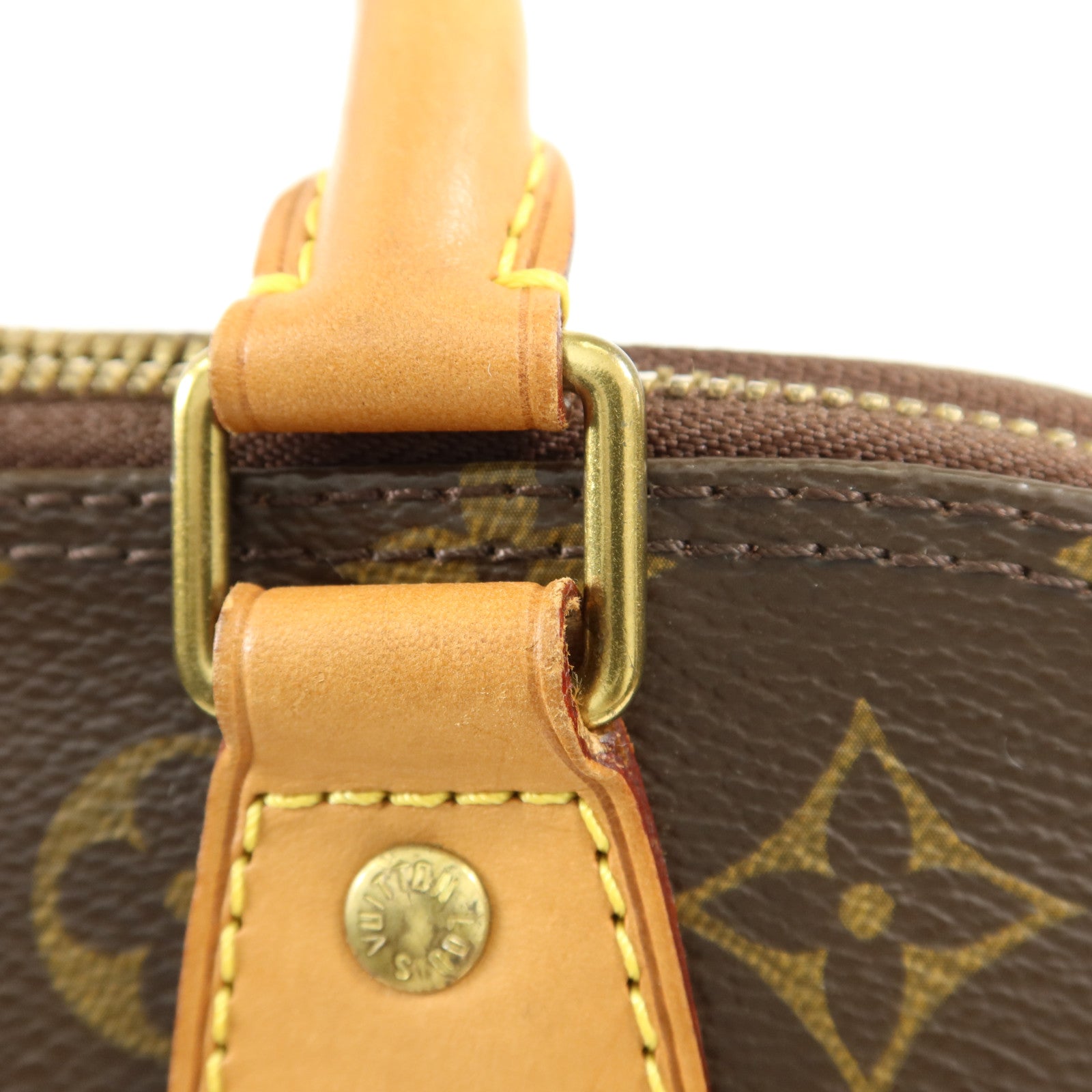 LOUIS VUITTON Monogram Alma金扣手挽袋棕色