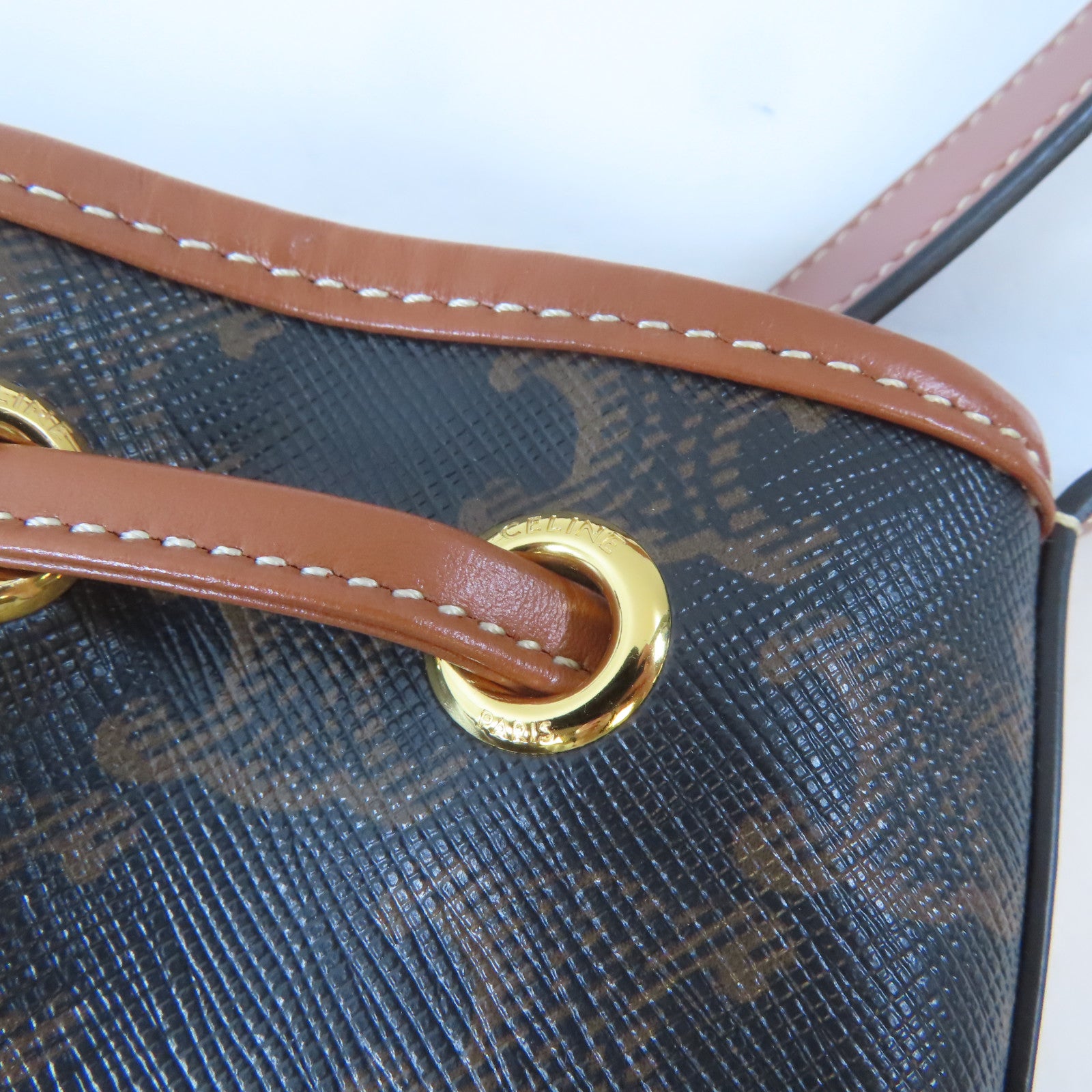 CELINE 塗層帆布Bucket Bag金扣肩背袋啡色