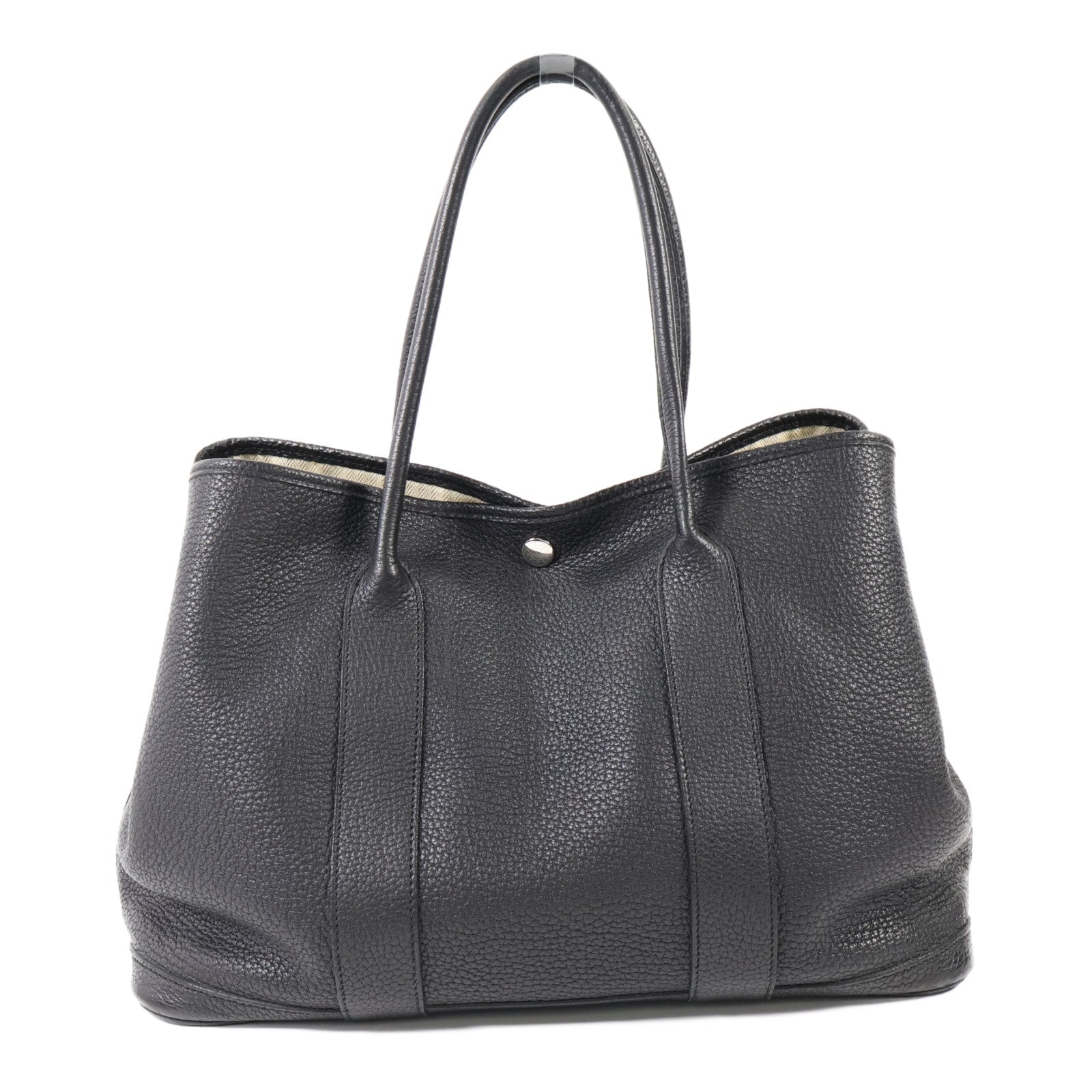 HERMES Negonda皮革GardenParty PM銀扣手挽袋Noir