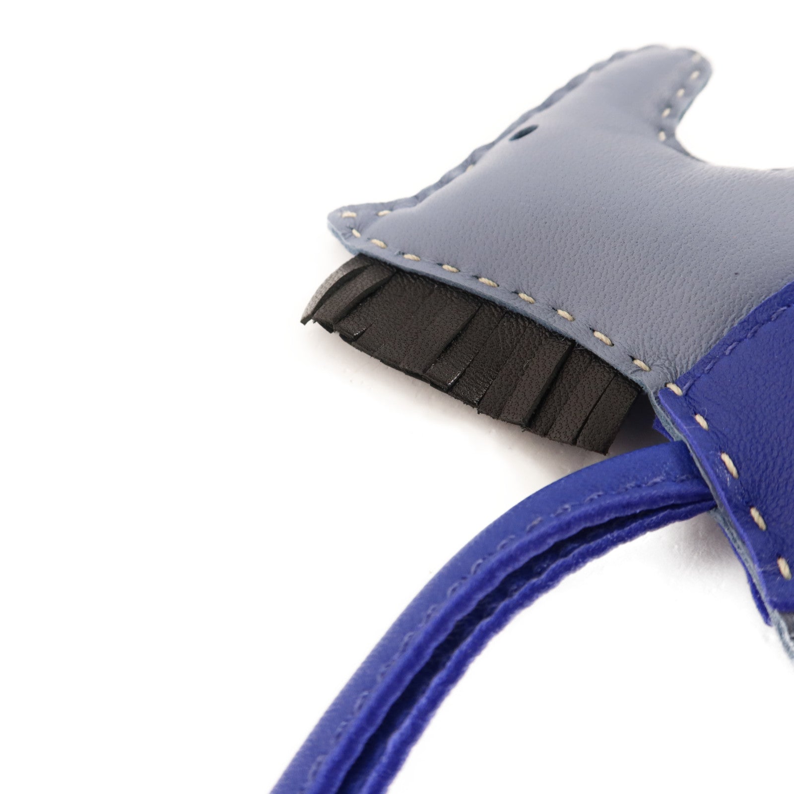 HERMES Milo皮革Rodeo MM掛飾Bleu Lin/Bleu Electrique/Noir