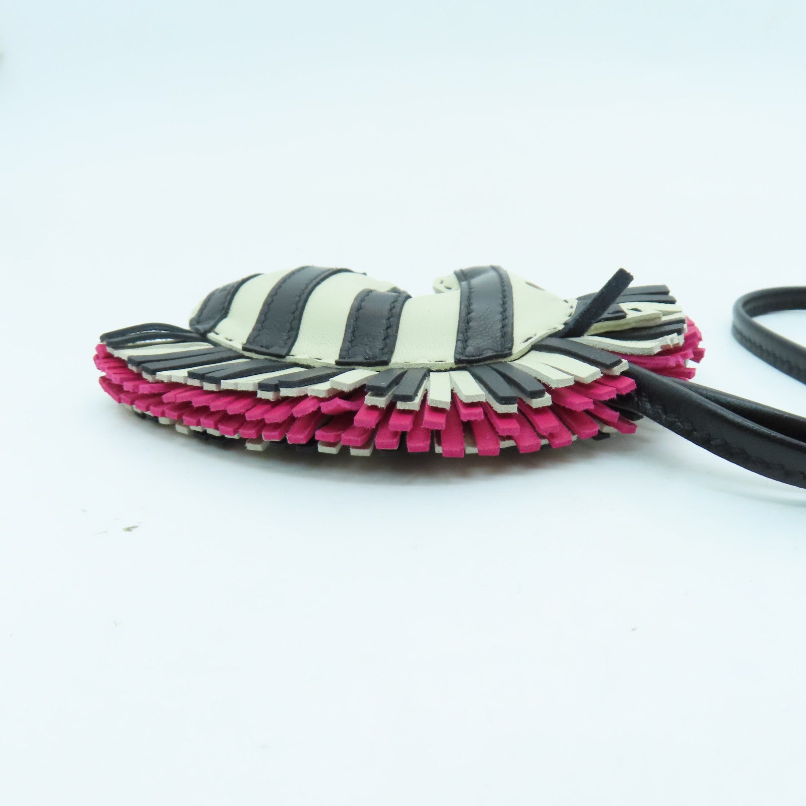 HERMES Milo Leather Geegee Savannah Charm Charm Black/White/Pink