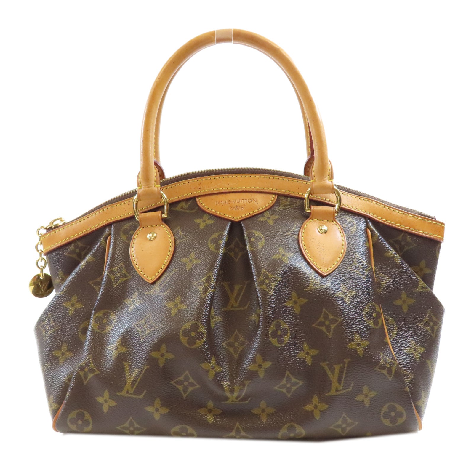 LOUIS VUITTON Monogram Tivoli PM金扣手挽袋棕色