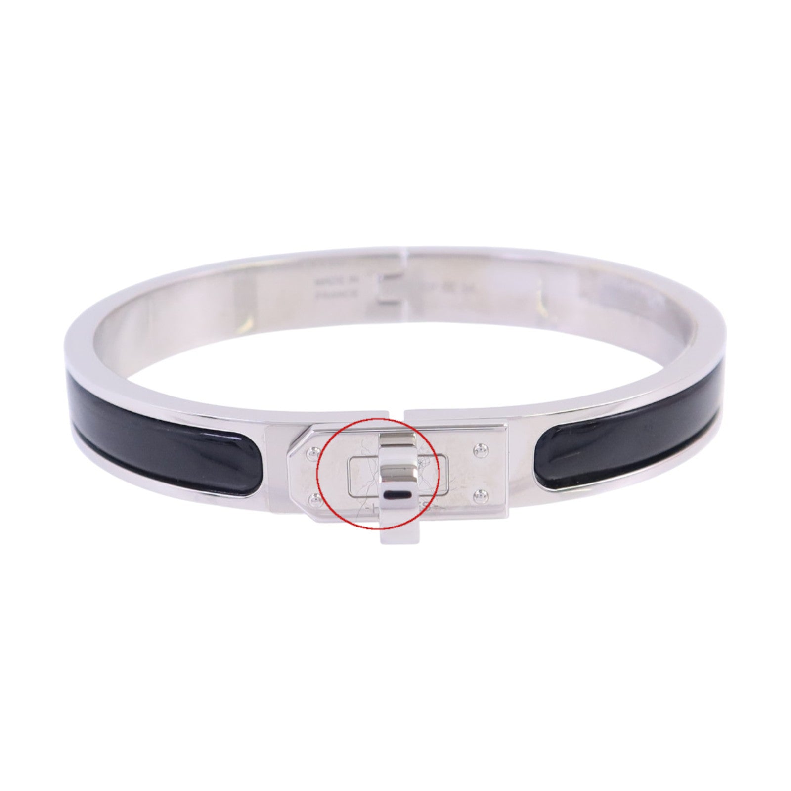 HERMES 金屬/琺瑯Mini Clic Kelly Bracelet銀扣手鏈