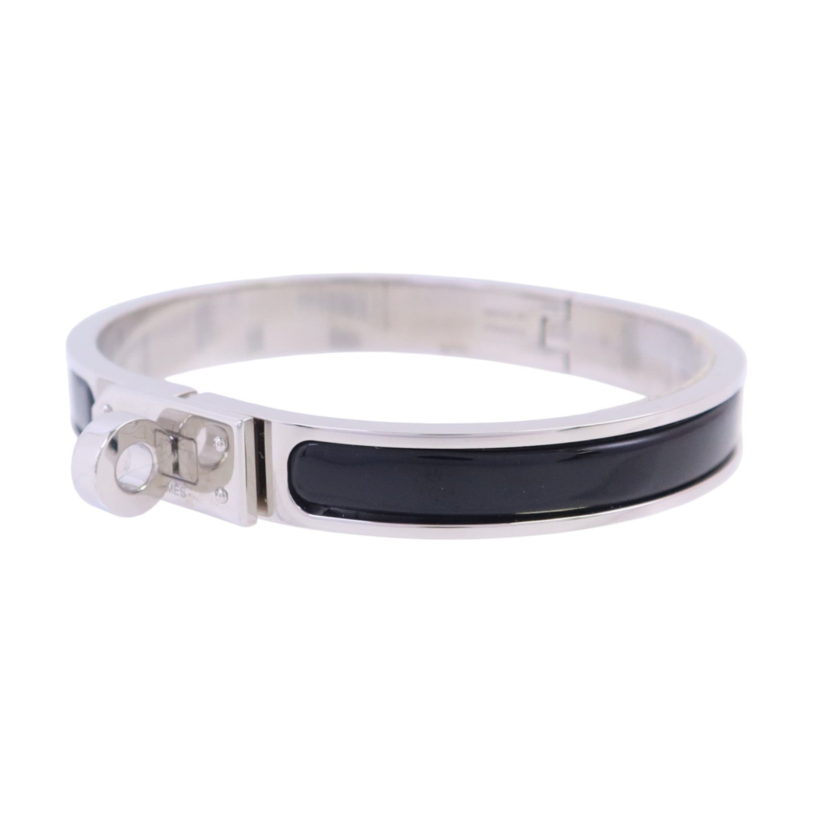 HERMES 金屬/琺瑯Mini Clic Kelly Bracelet銀扣手鏈