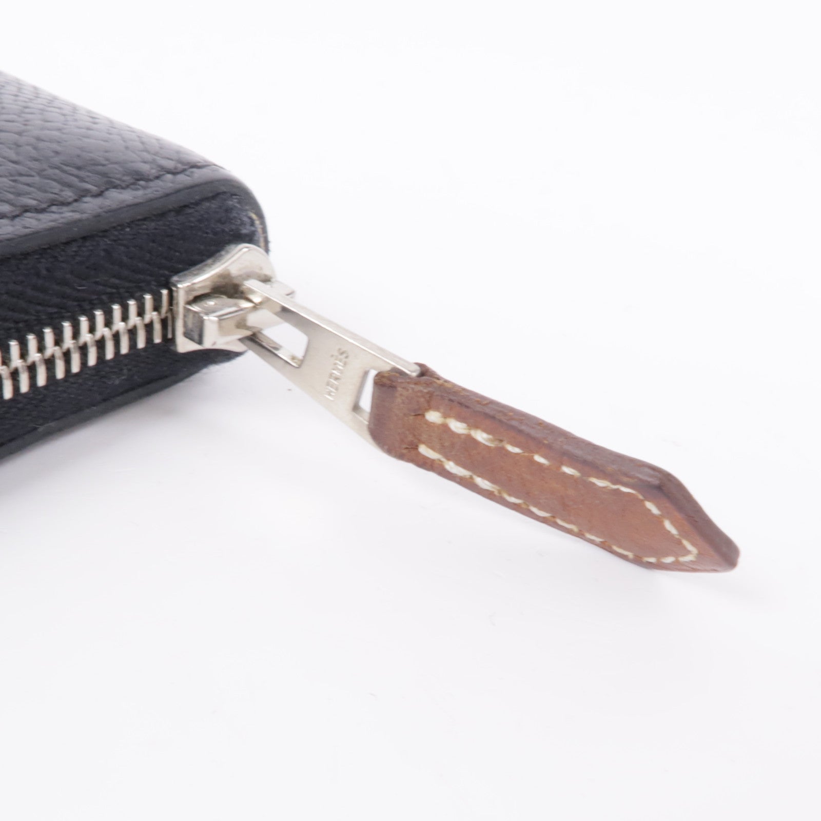 HERMES Epsom皮革Azap Silk In Compact銀扣錢包Noir