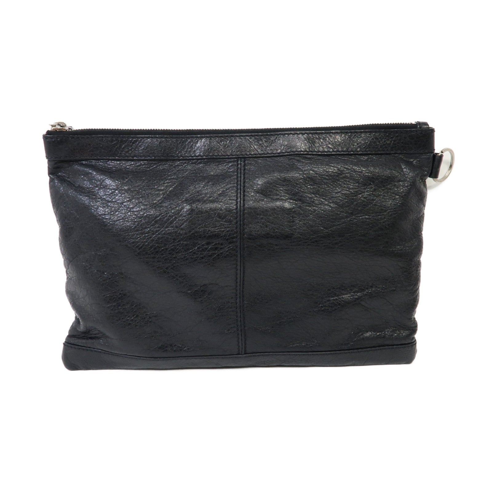BALENCIAGA 牛皮皮革Clip M Clutch Bag銀扣手拿包黑色