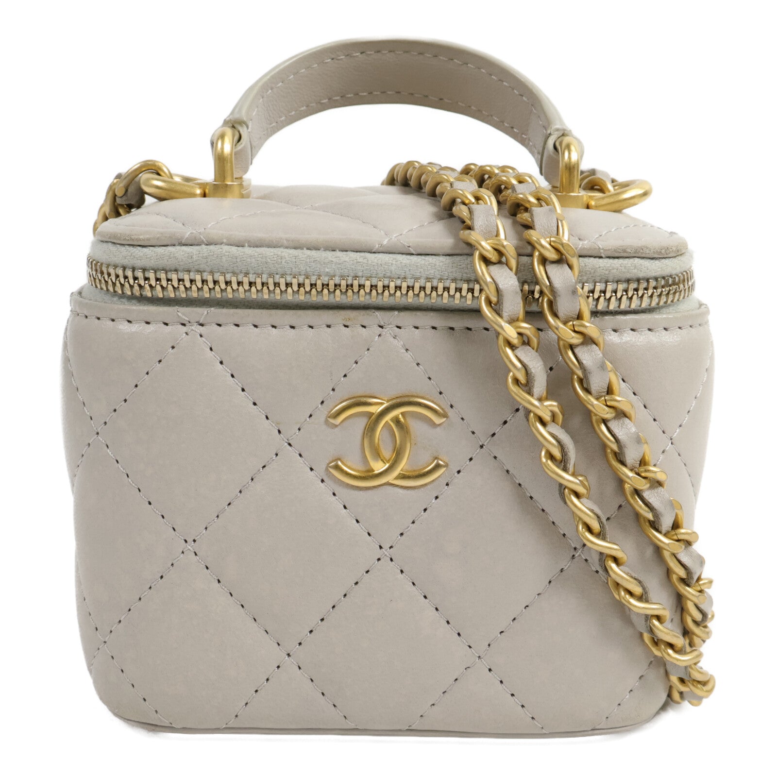 CHANEL 羊皮皮革Mini Handle Vanity Case鏈帶肩背袋