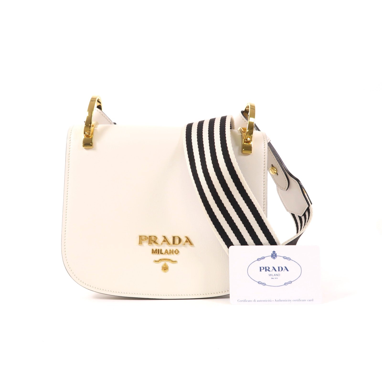 PRADA 牛皮皮革City Shoulder Bag金扣肩背袋