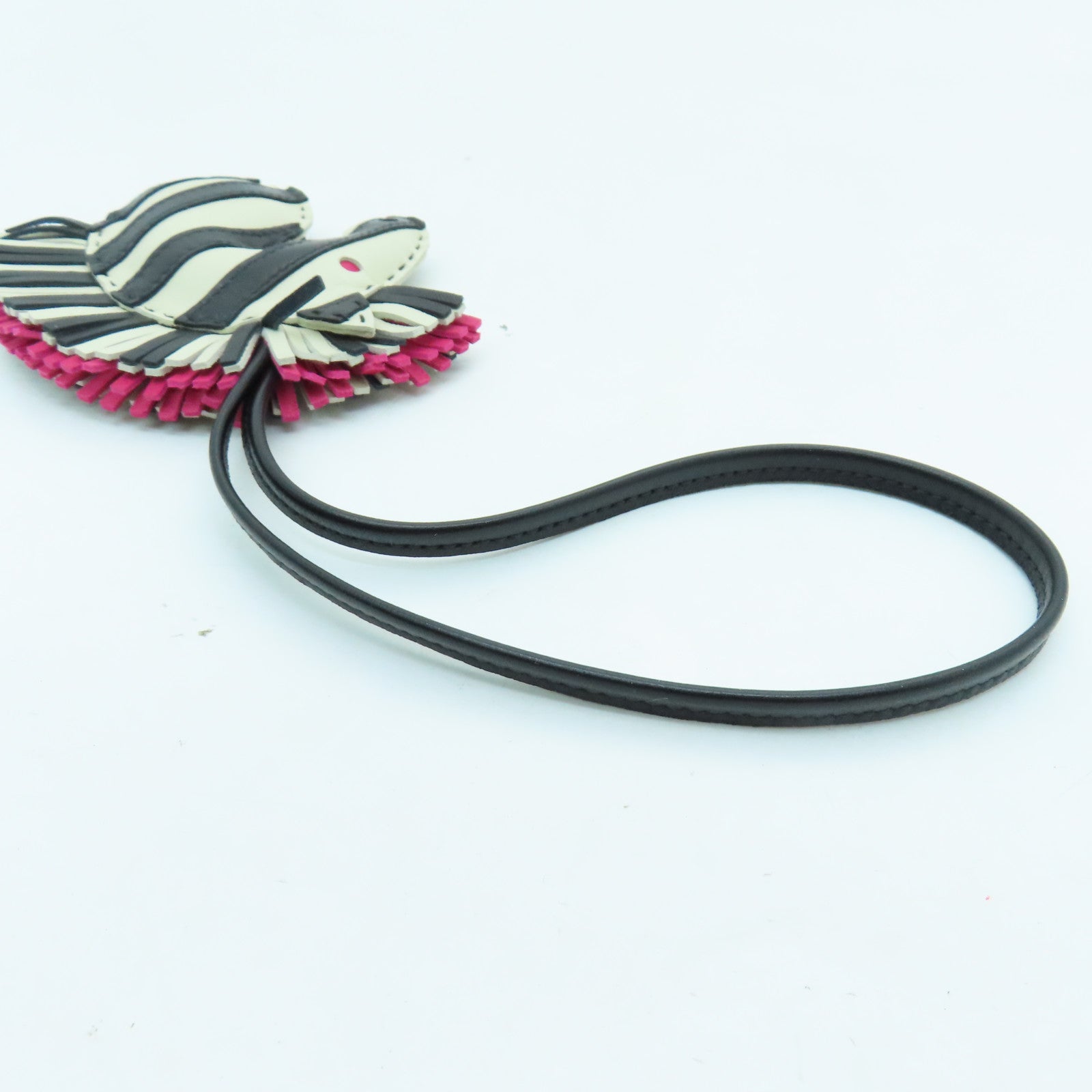 HERMES Milo Leather Geegee Savannah Charm Charm Black/White/Pink