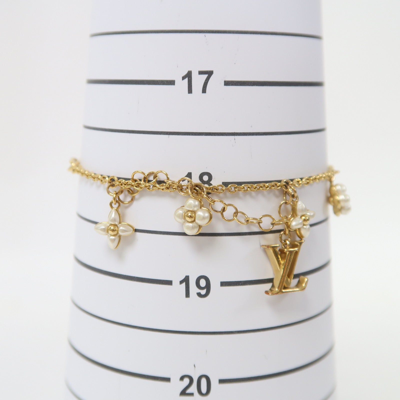 LOUIS VUITTON 金屬Floragram Bracelet手鏈金色/白色