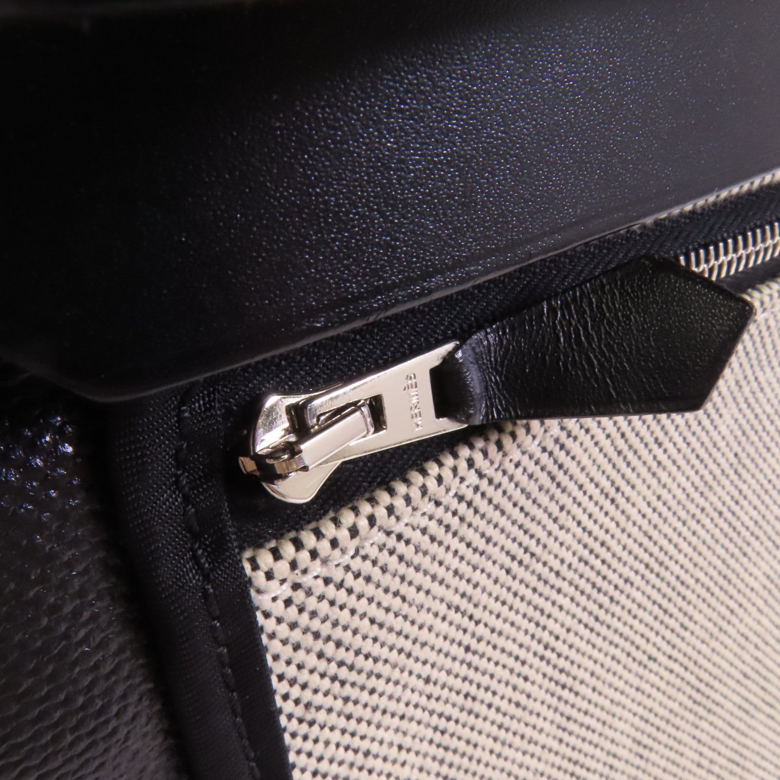 HERMES 塗層帆布/牛皮皮革Herbag PM銀扣手挽肩背兩用袋