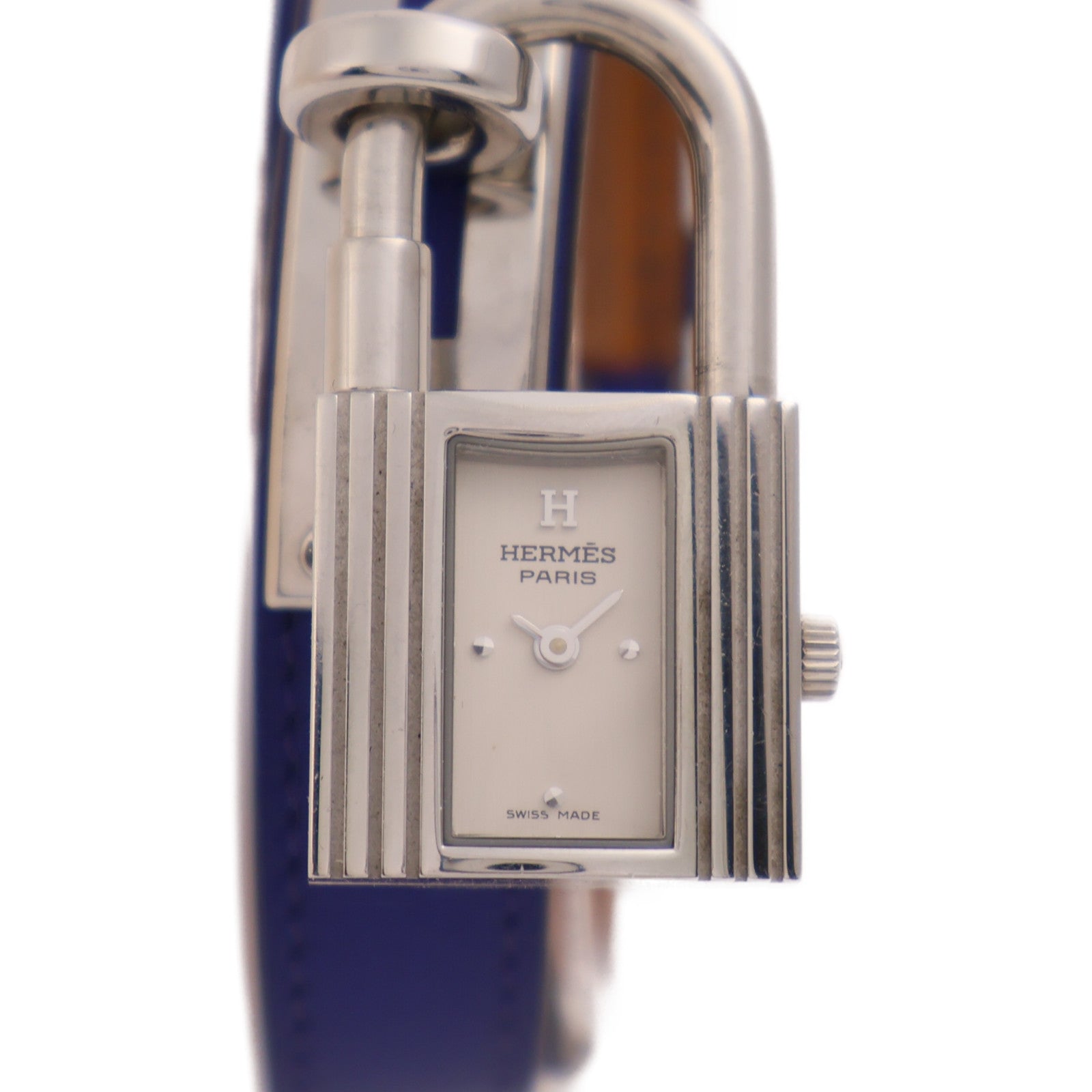 HERMES Double Kelly Quartz Watch KE1.210 Stainless Steel/Leather Bleu Electrique