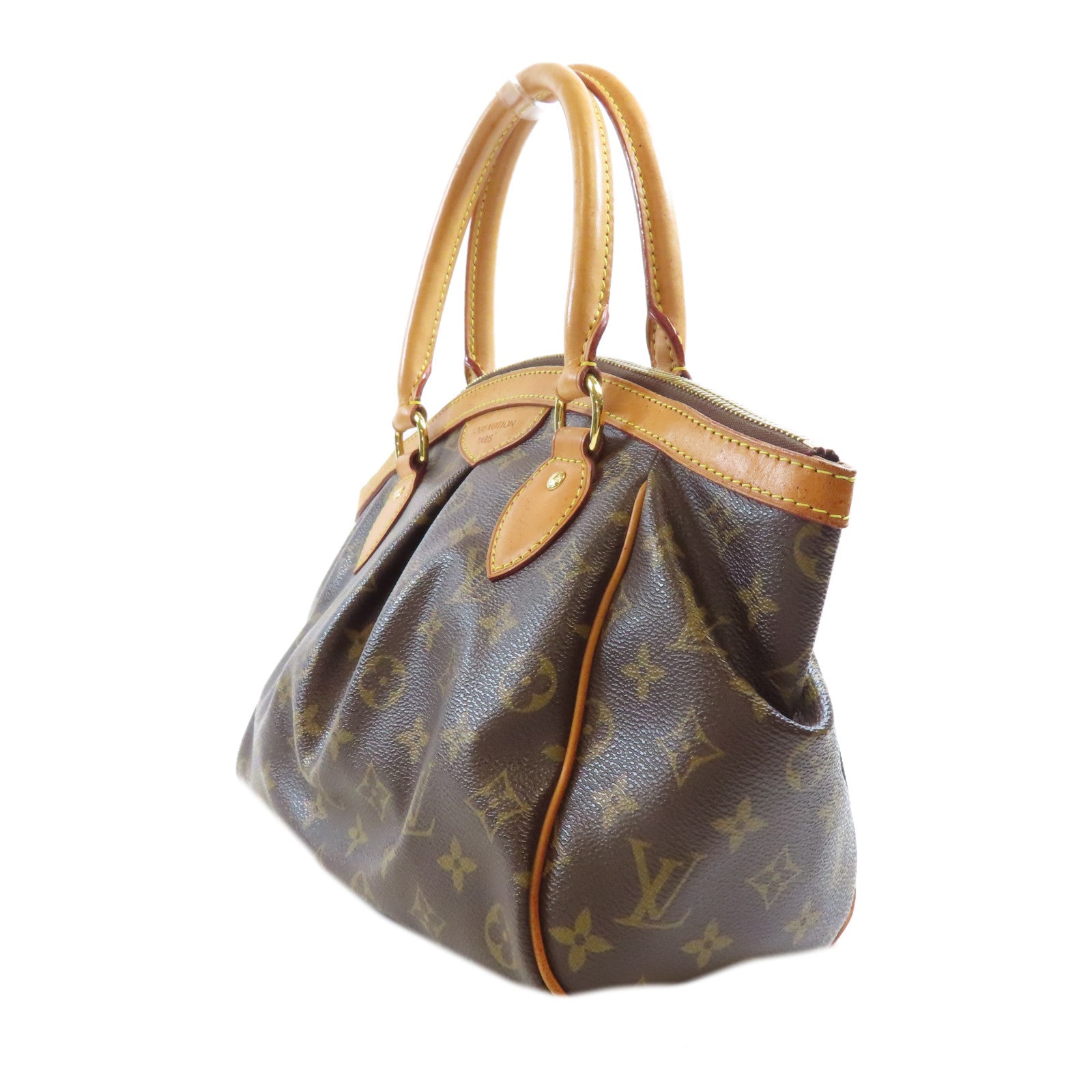LOUIS VUITTON Monogram Tivoli PM金扣手挽袋棕色