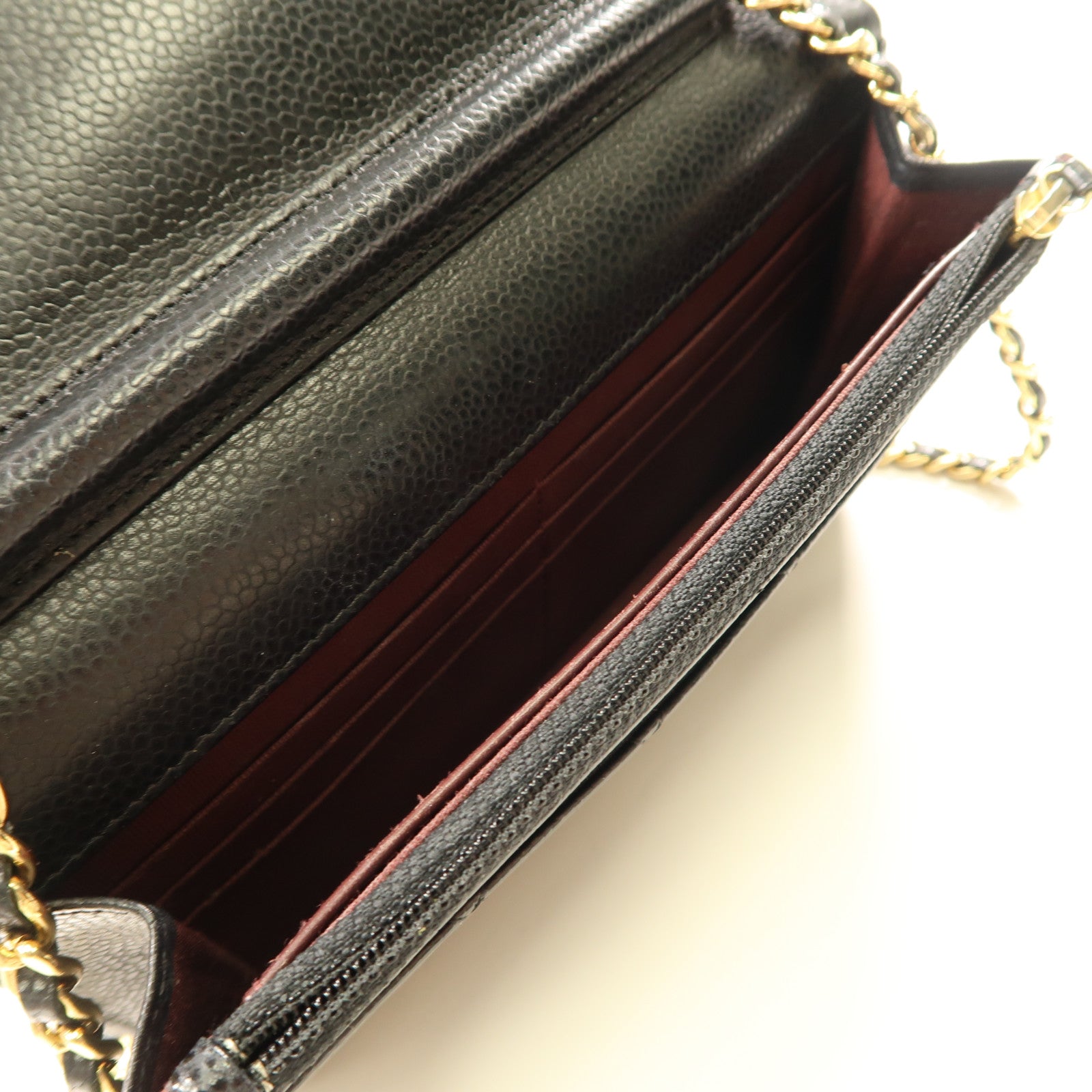 CHANEL 牛皮皮革Wallet On Chain金扣鏈帶肩背袋黑色