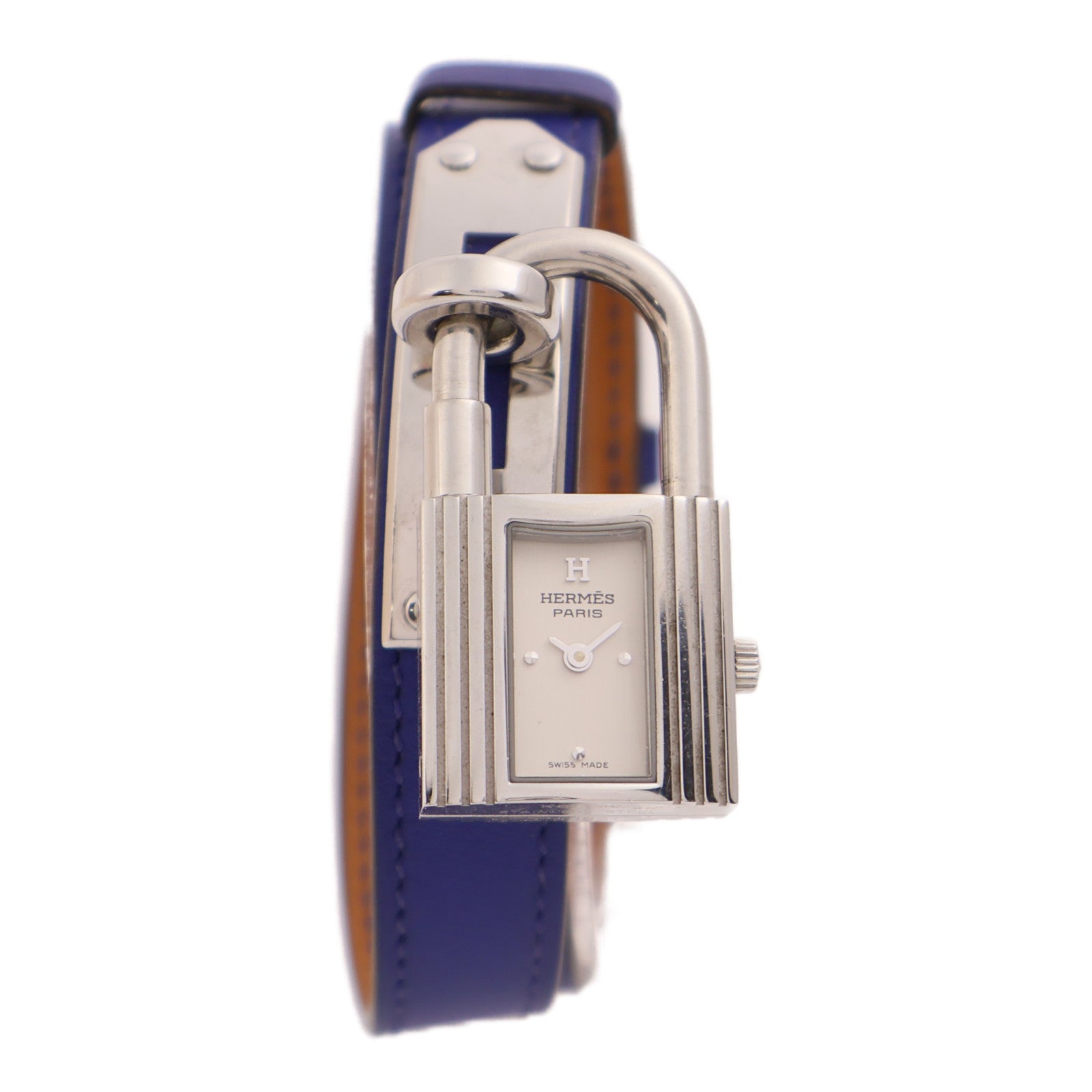 HERMES Double Kelly Quartz Watch KE1.210 Stainless Steel/Leather Bleu Electrique
