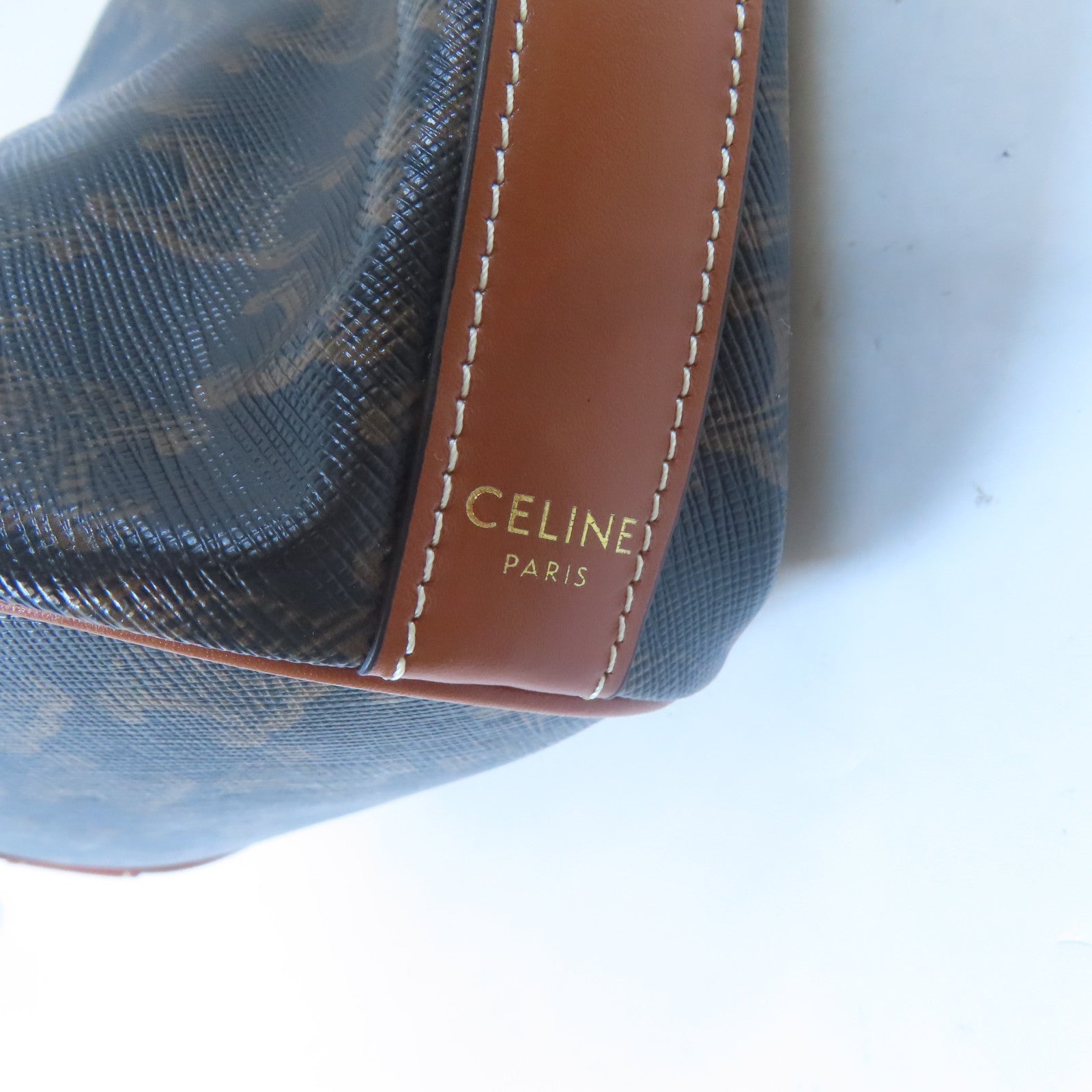 CELINE 塗層帆布Bucket Bag金扣肩背袋啡色