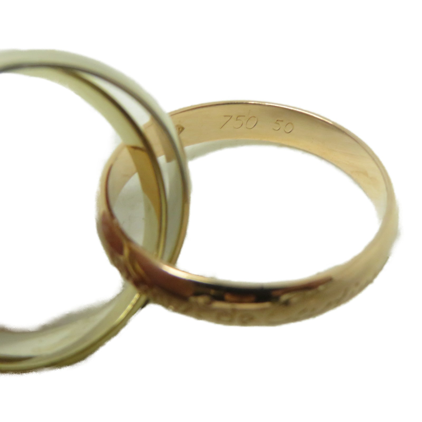 CARTIER 18K黃金/白金/玫瑰金Trinity戒指Cartier#50/US#5.25