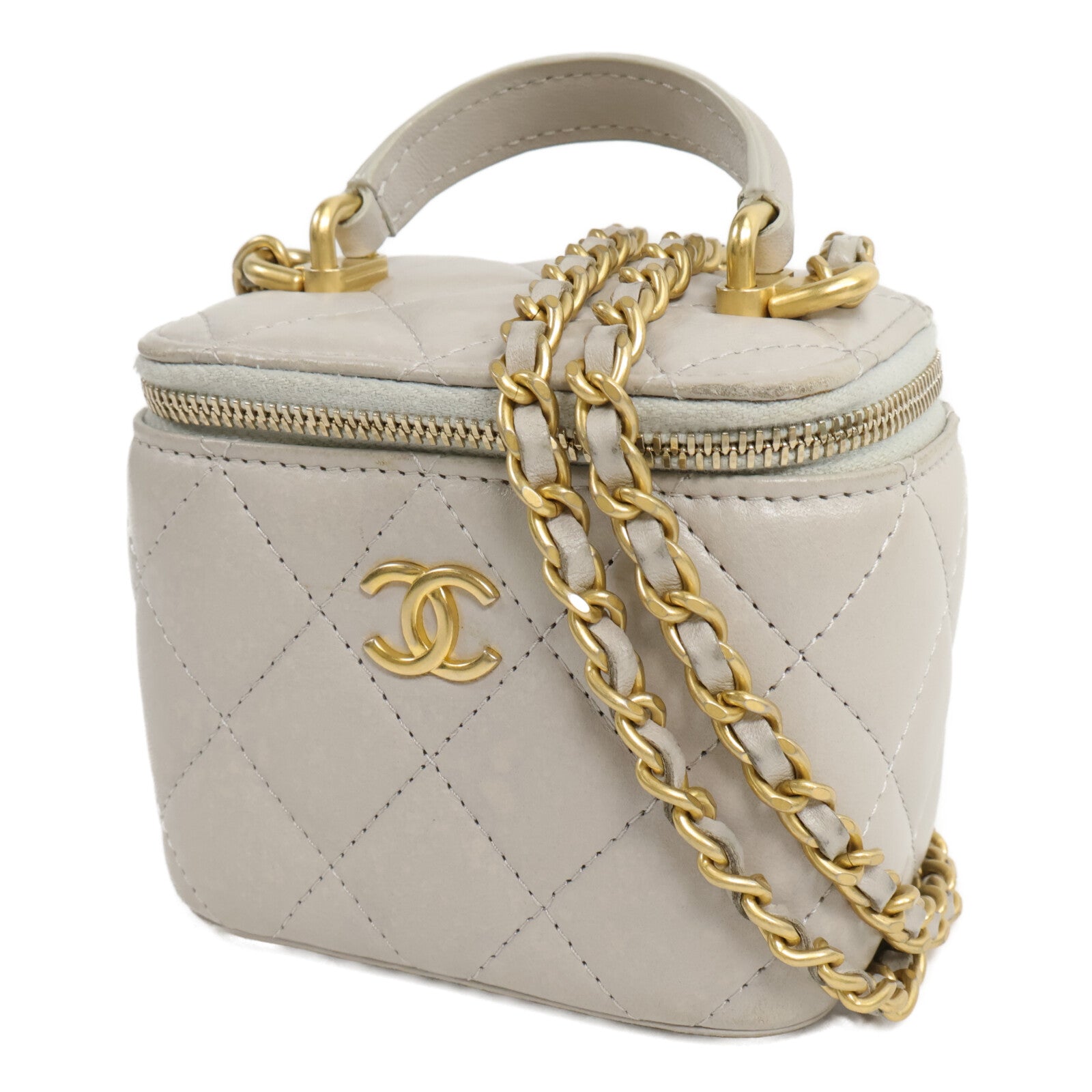 CHANEL 羊皮皮革Mini Handle Vanity Case鏈帶肩背袋