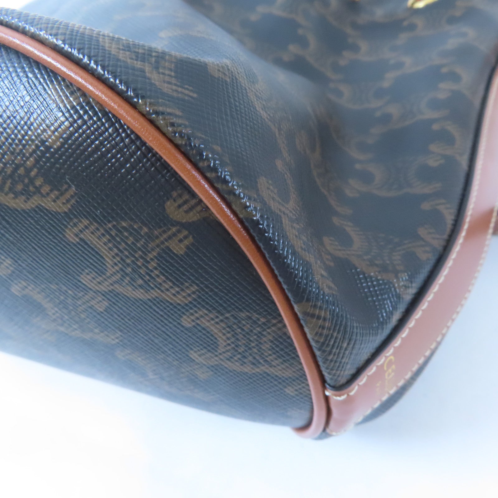 CELINE 塗層帆布Bucket Bag金扣肩背袋啡色